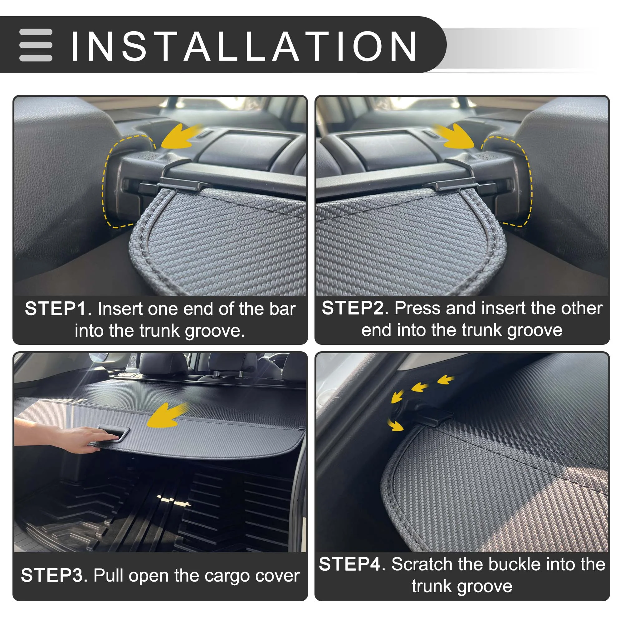 Retractable Cargo Cover for Acura RDX 2013-2018 Gloss Black - Image 7