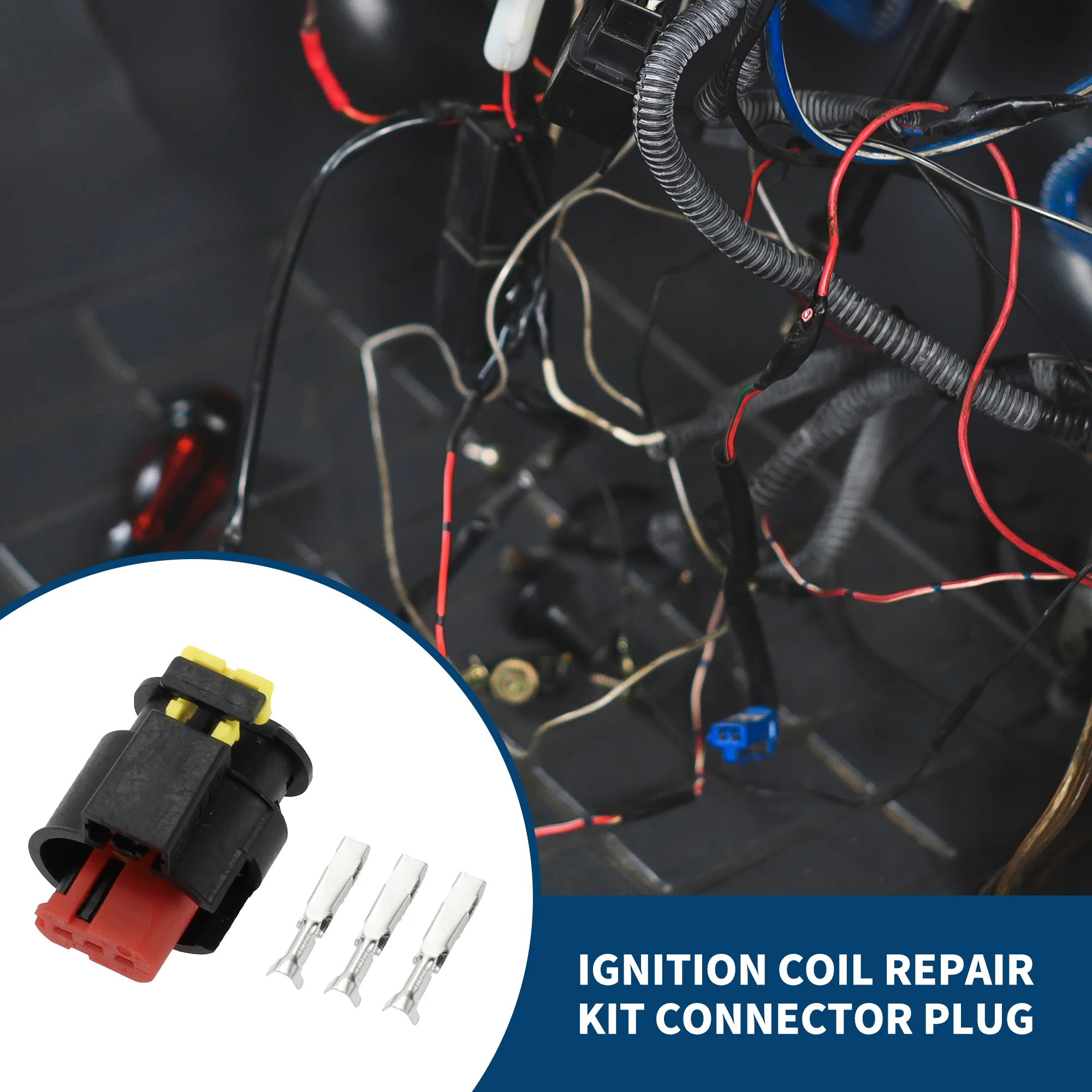 Ignition Coil Repair Kit Connector Plug for Opel for Fiat / Inner Female Wire Terminal Connector / Waterproof Plastic Tin-Plated Copper 1.5mm Series / 1 Set Black 3 Pin - Image 2