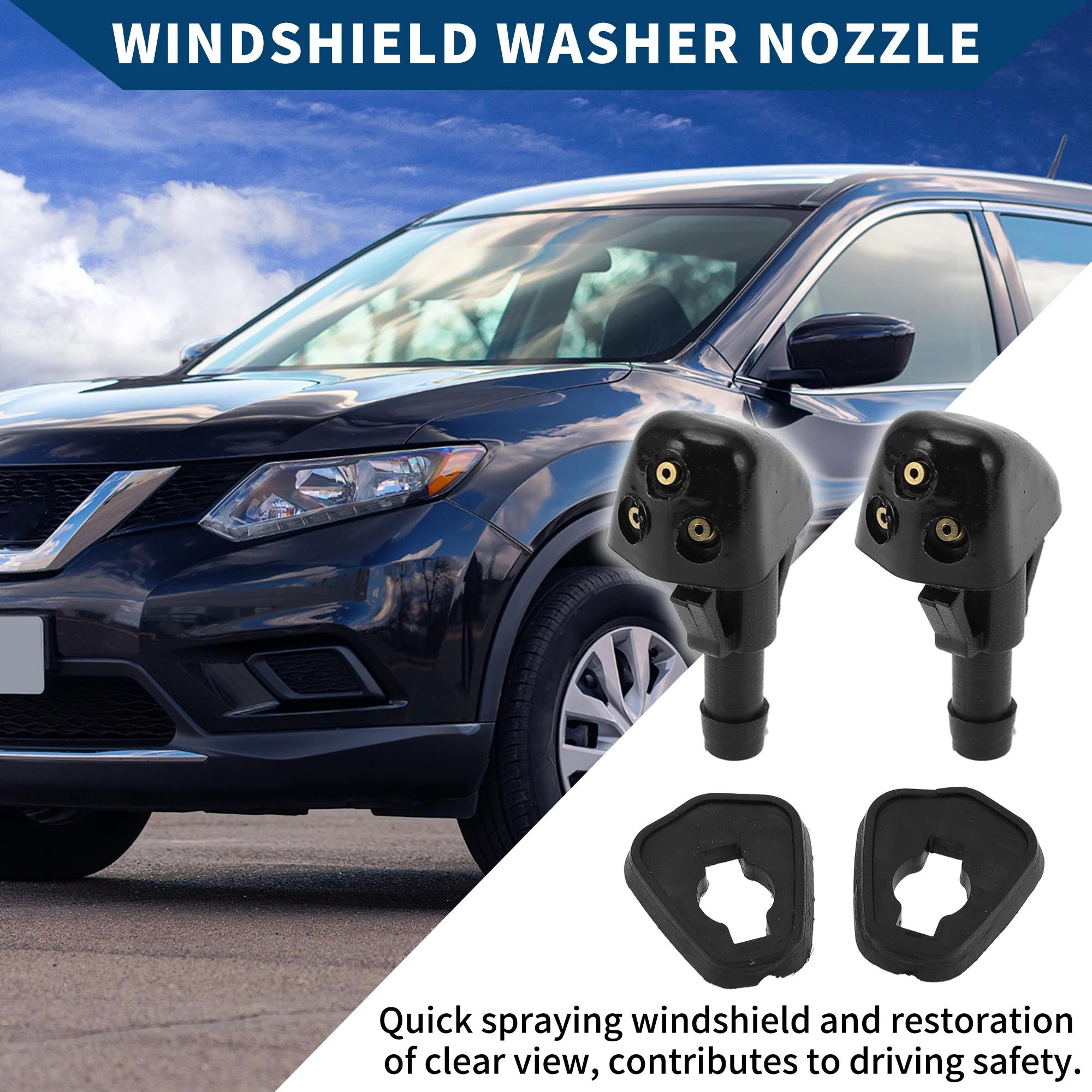 Windshield Washer Nozzle for Suzuki Aerio for Suzuki SX4 / Front Windshield Spray Nozzles Wiper Spray Washer Jet / Durable / 2 Pcs Black - Image 4