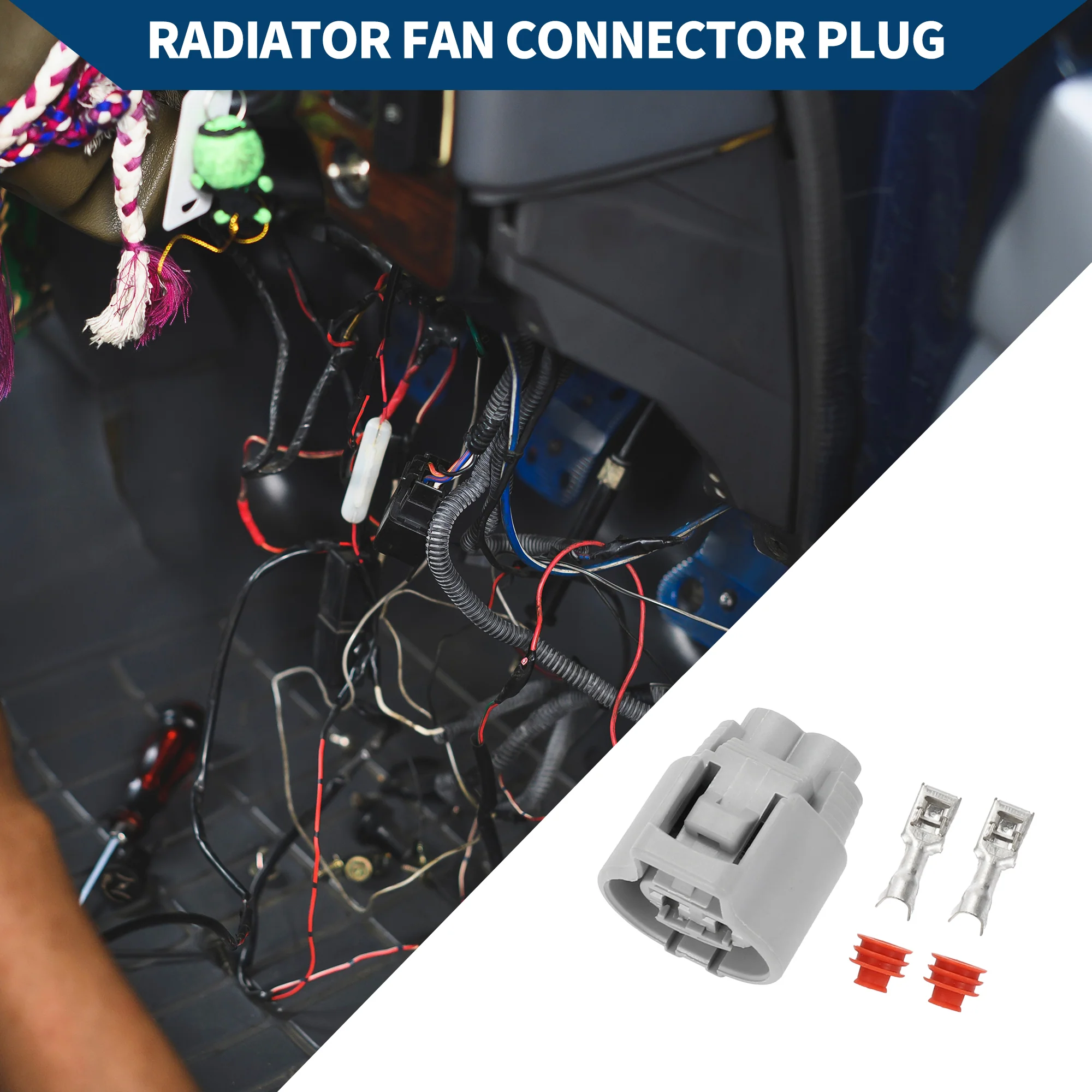 Radiator Fan Connector Plug for Toyota RAV4 / Inner Female Wire Terminal Connector / Waterproof Plastic 4.8mm Series / 1 Set Gray 2 Pin - Image 4