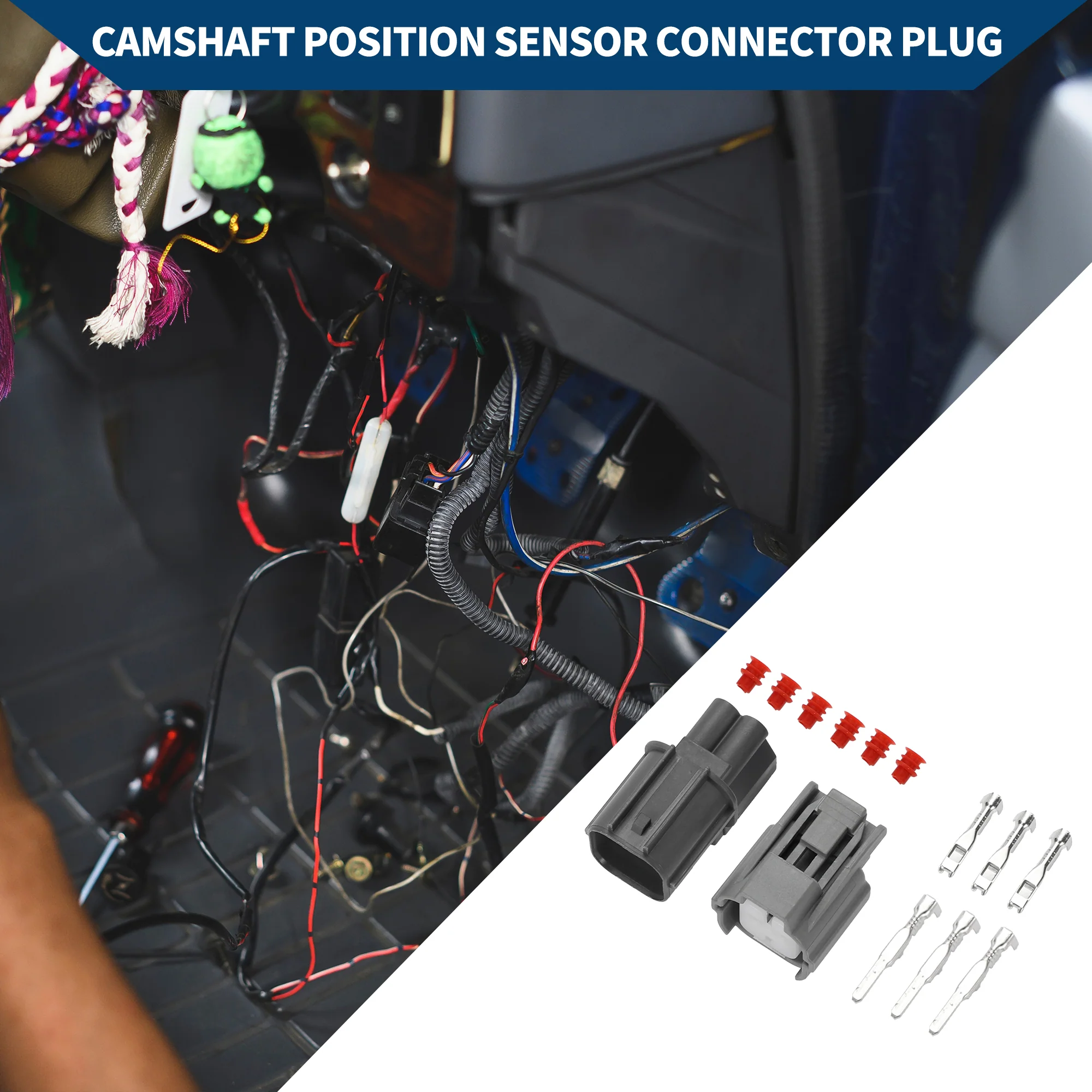 Camshaft Position Sensor Connector Plug for Toyota / Inner Male Female Wire Terminal Connector / Waterproof Plastic 2mm Series / 1 Set Gray 3 Pin - Image 4