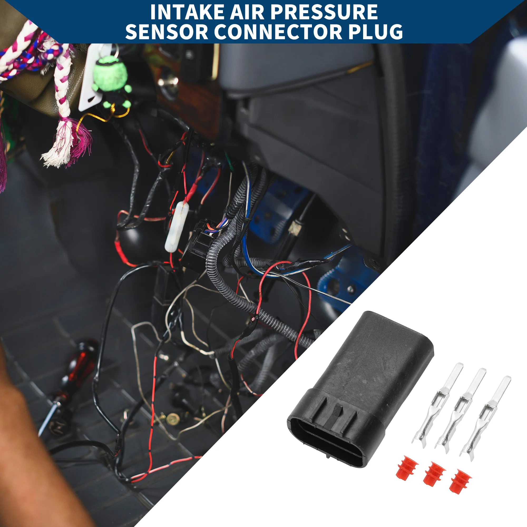 No.9098010845 Intake Air Pressure Sensor Connector Plug for Toyota / Inner Male Wire Terminal Connector / Waterproof Plastic 2.2mm Series / 1 Set Black 3 Pin - Image 4
