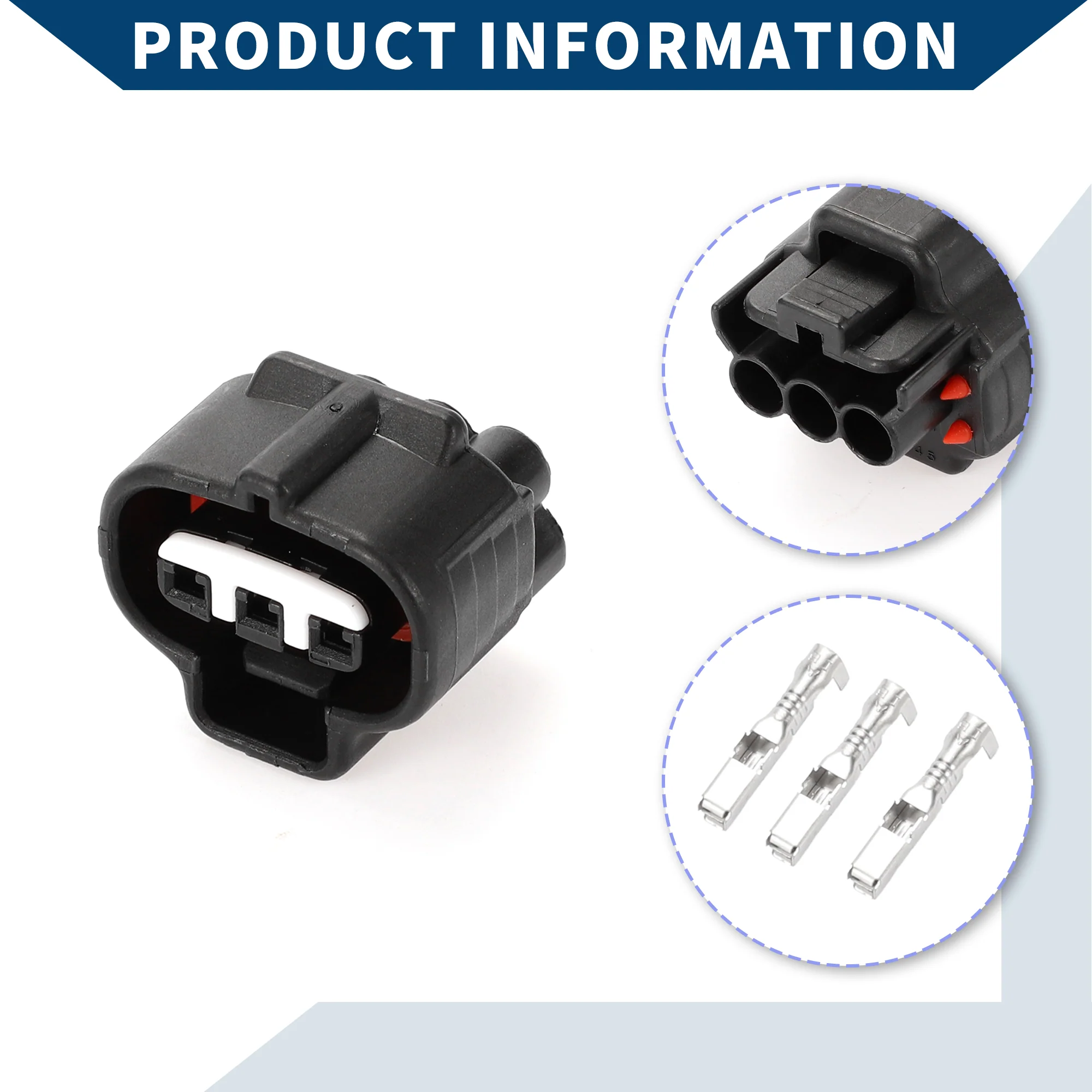 No.9098010845 Intake Air Pressure Sensor Connector Plug for Toyota / Inner Female Wire Terminal Connector / Waterproof Plastic 2.2mm Series / 1 Set Black 3 Pin - Image 6