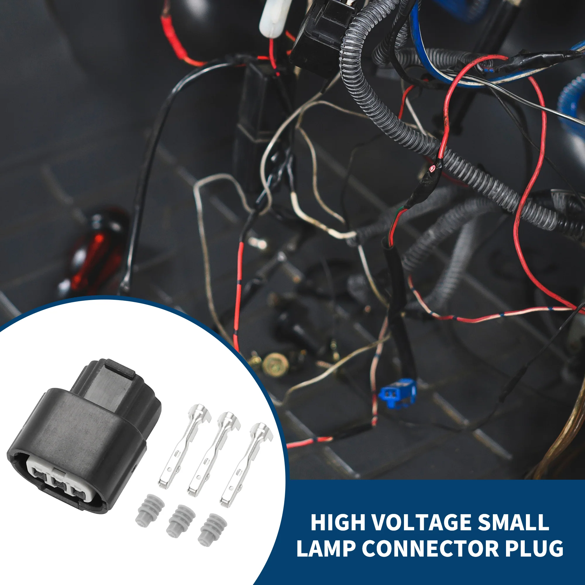 High Voltage Small Lamp Connector Plug for Honda Civic / Inner Female Wire Terminal Connector / Waterproof Plastic 1.2mm Series / 1 Set Black 3 Pin - Image 2