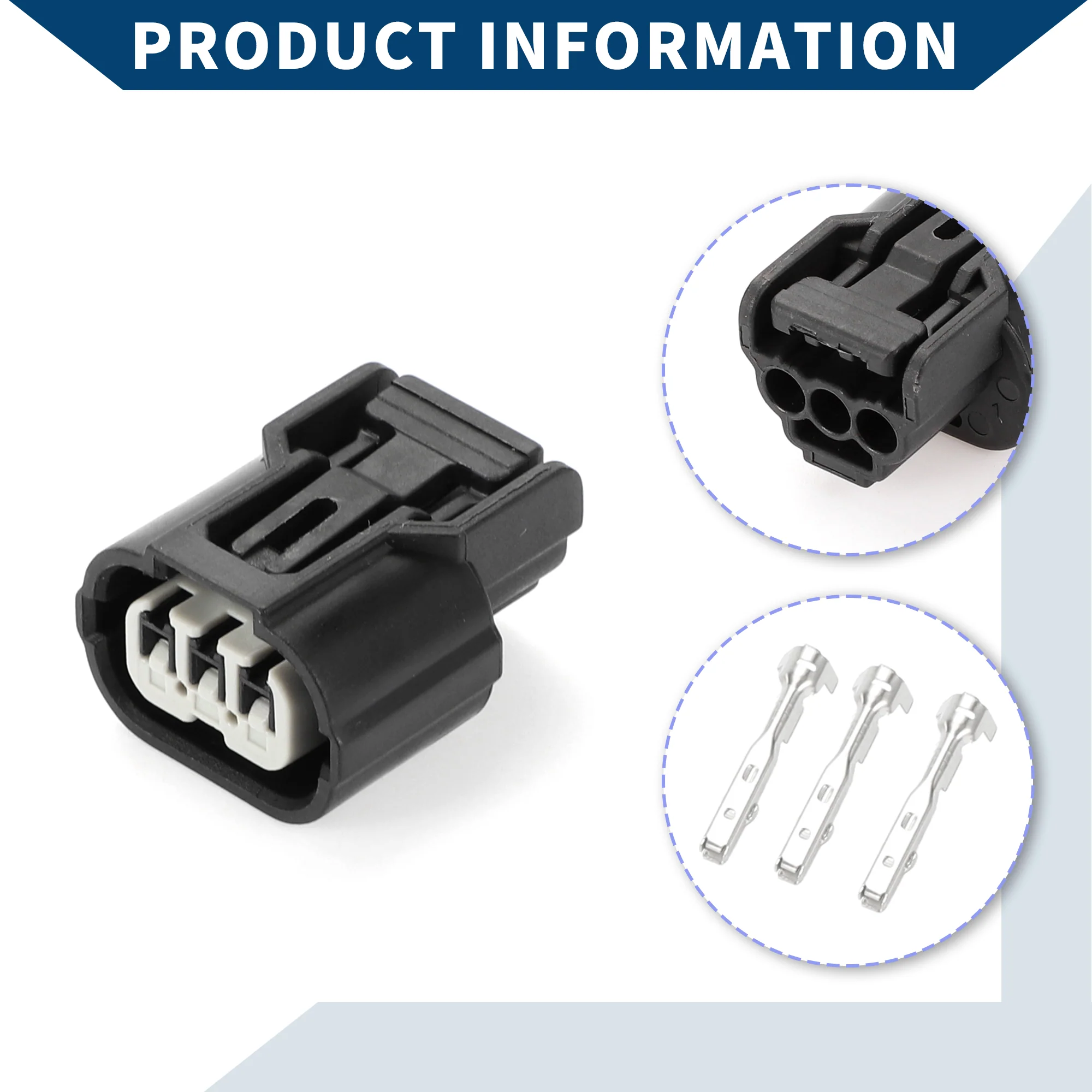 High Voltage Small Lamp Connector Plug for Honda Civic / Inner Female Wire Terminal Connector / Waterproof Plastic 1.2mm Series / 1 Set Black 3 Pin - Image 6