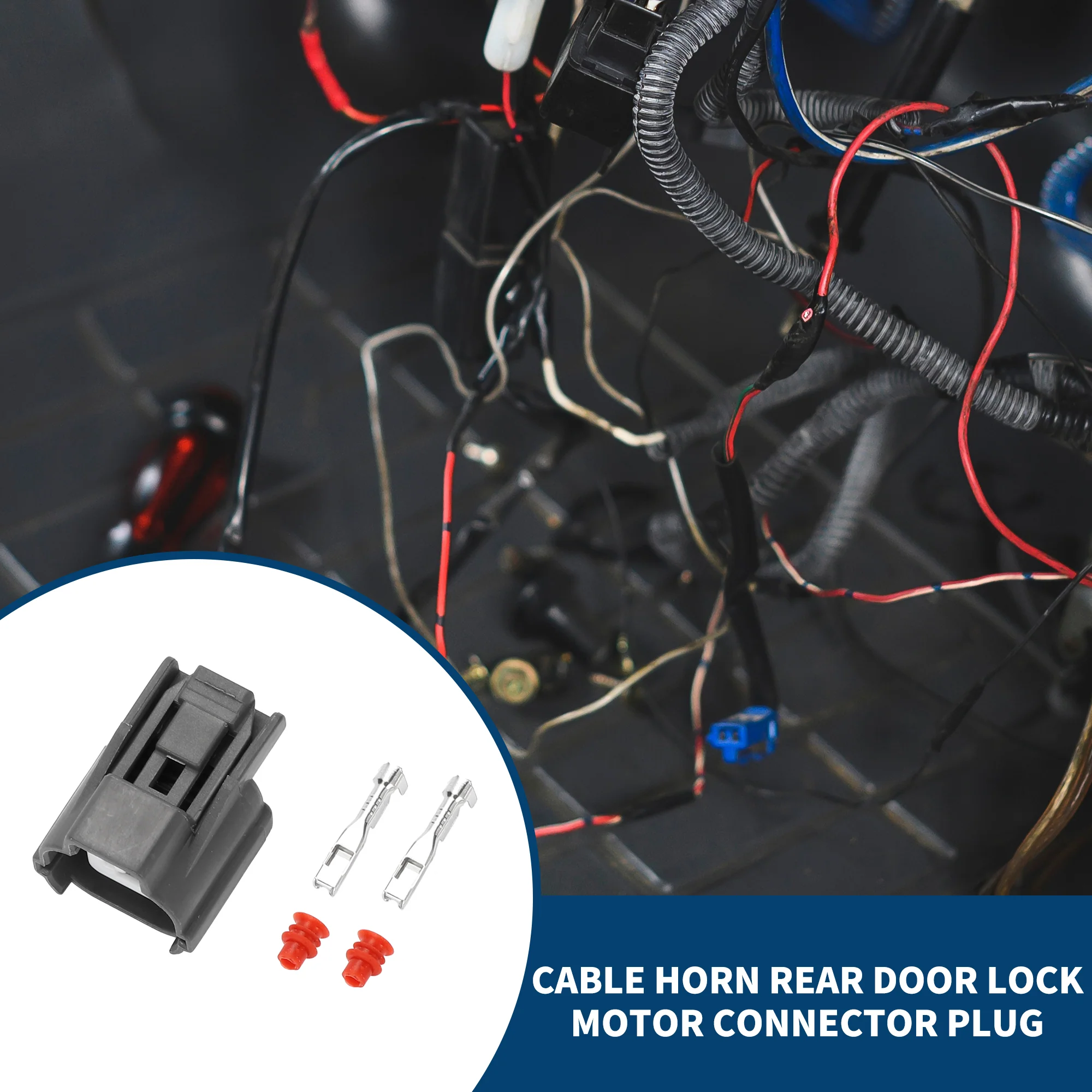 Cable Horn Rear Door Lock Motor Connector Plug for Honda / Inner Female Wire Terminal Connector / Waterproof Plastic 2mm Series / 1 Set Black 2 Pin - Image 2