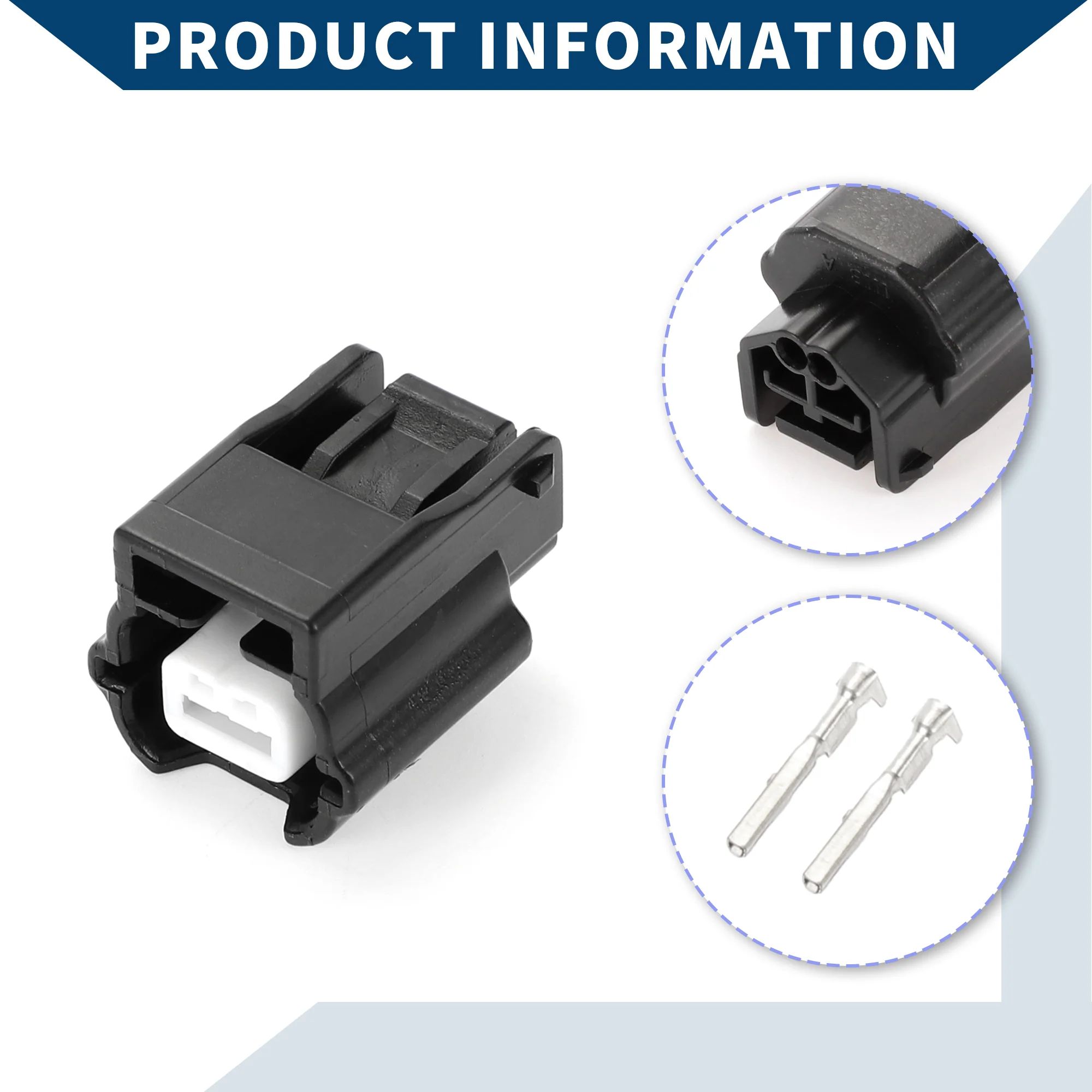 Headlight ABS Sensor Connector Plug for Honda / Inner Female Wire Terminal Connector / Waterproof Plastic 0.6mm Series / 1 Set Black 2 Pin - Image 6