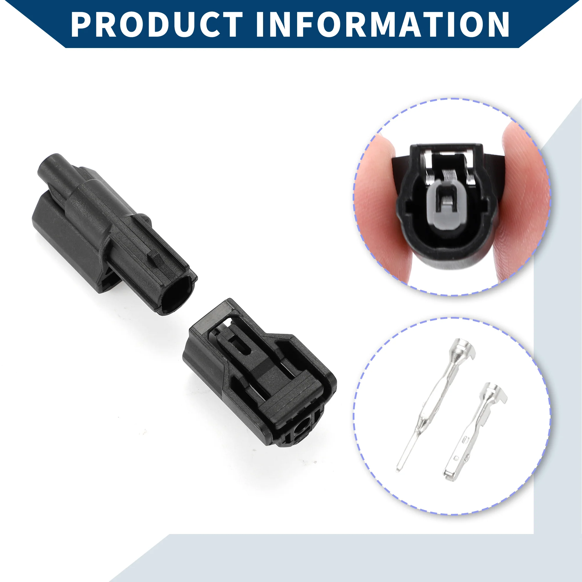 No.388105A2A01 Air Pump Generator Connector Plug for Honda Fit / Inner Male Female Wire Terminal Connector / Waterproof Plastic 1.2mm Series / 1 Set Black 1 Pin - Image 6