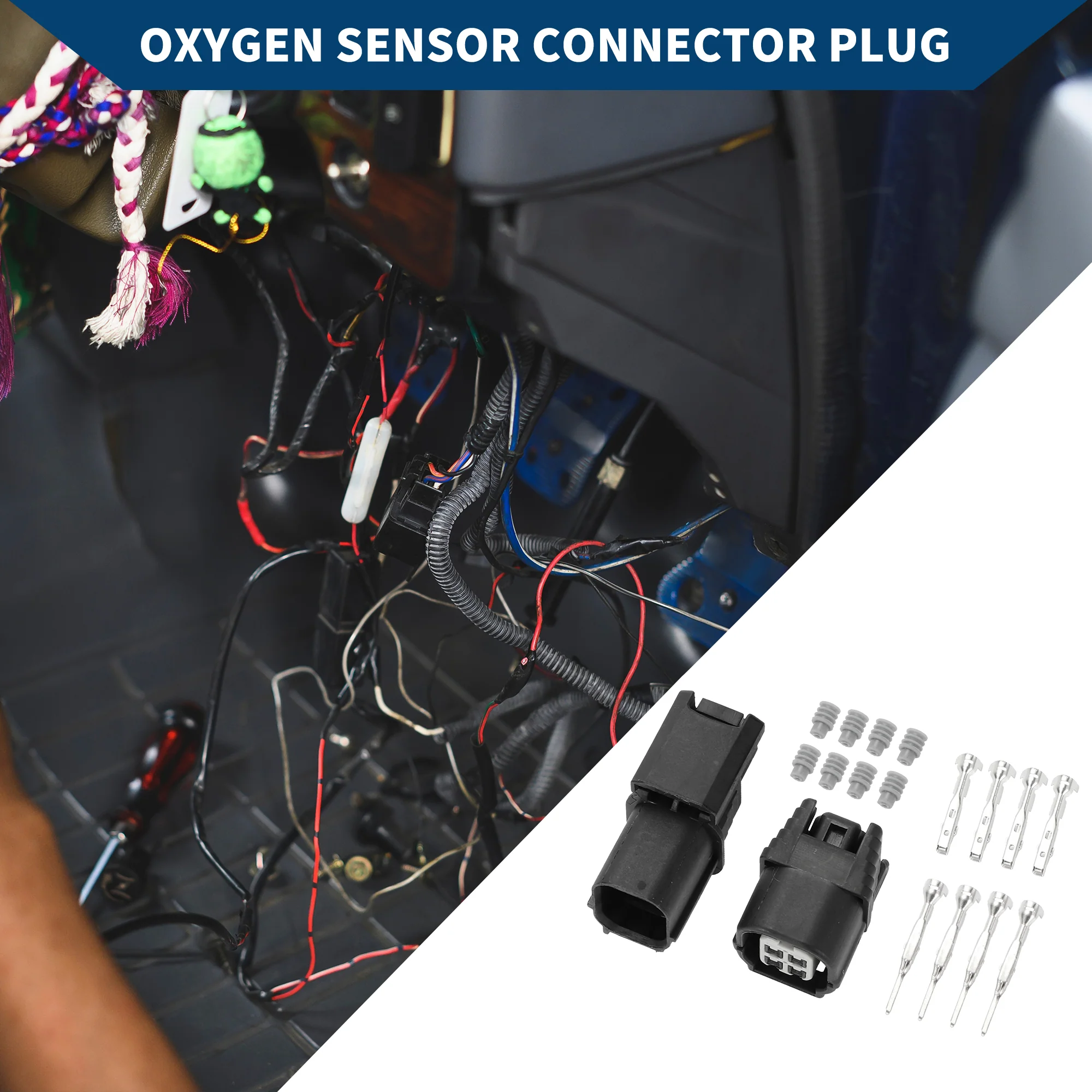 Oxygen Sensor Connector Plug for Honda FK2 FK8 / Inner Male Female Wire Terminal Connector / Waterproof Plastic 1mm Series / 1 Set Black 4 Pin - Image 4
