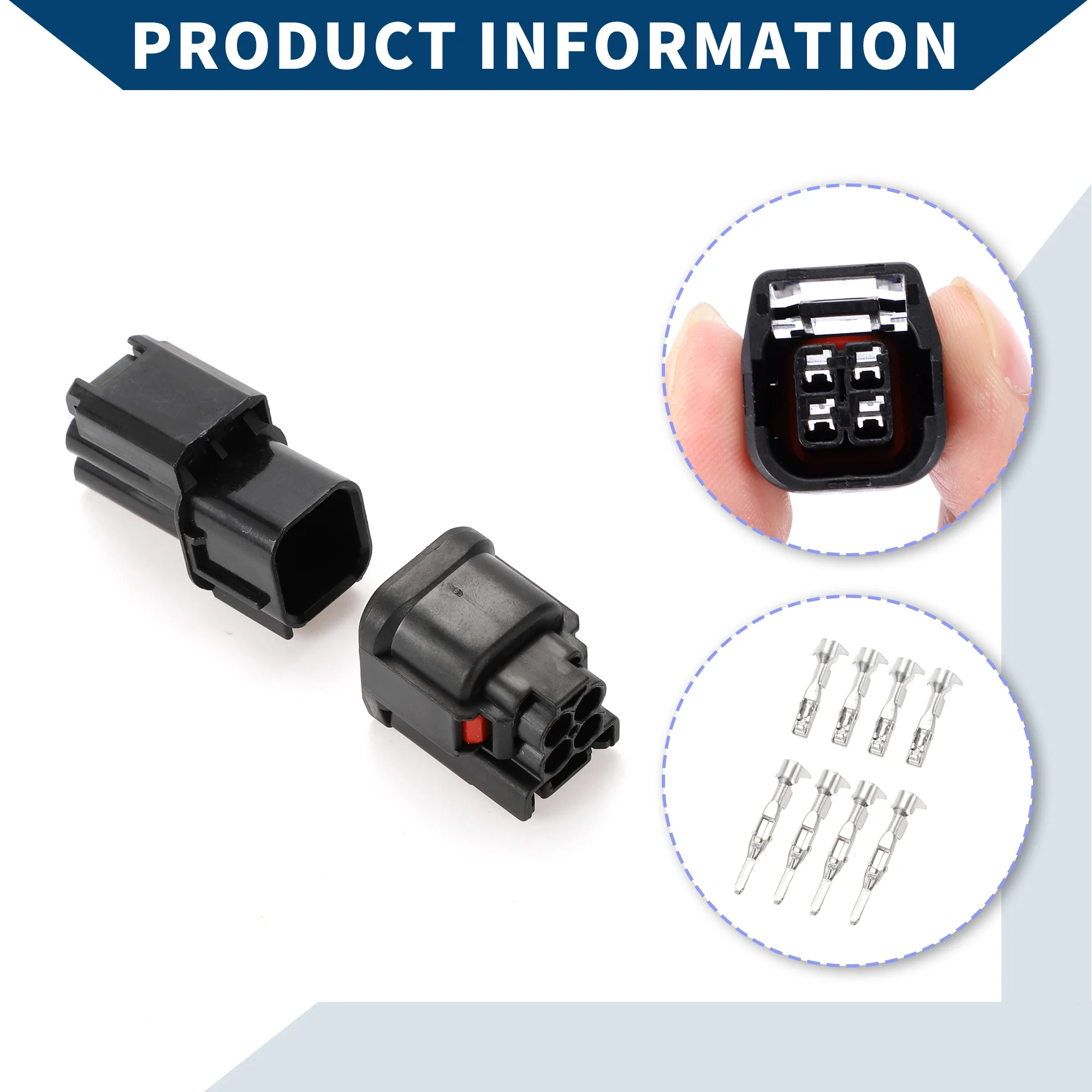 LED Headlight Connector Plug for Honda / Inner Male Female Wire Terminal Connector / Waterproof Plastic 2mm Series / 1 Set Black 4 Pin - Image 6