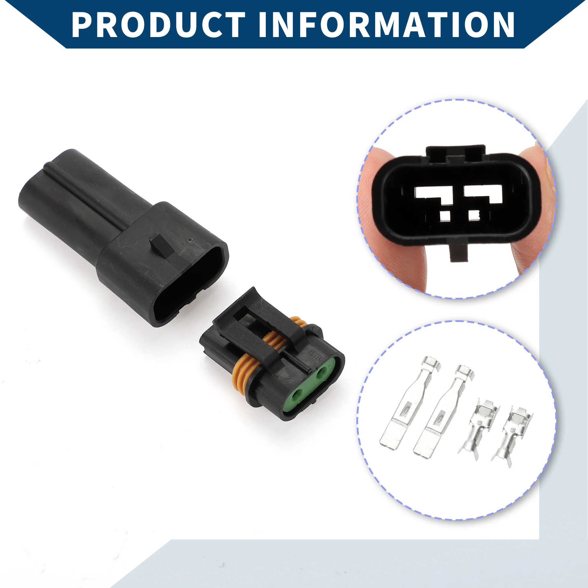 Radiator Fan Connector Plug for Honda / Inner Male Female Wire Terminal Connector / Waterproof Plastic 6.3mm Series / 1 Set Black 2 Pin - Image 6