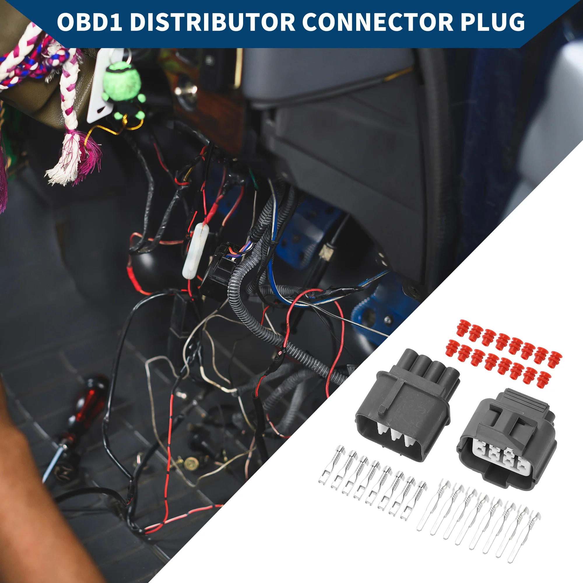 OBD1 Distributor Connector Plug for Honda / Inner Male Female Wire Terminal Connector / Waterproof Plastic 2mm Series / 1 Set Black 8 Pin - Image 3