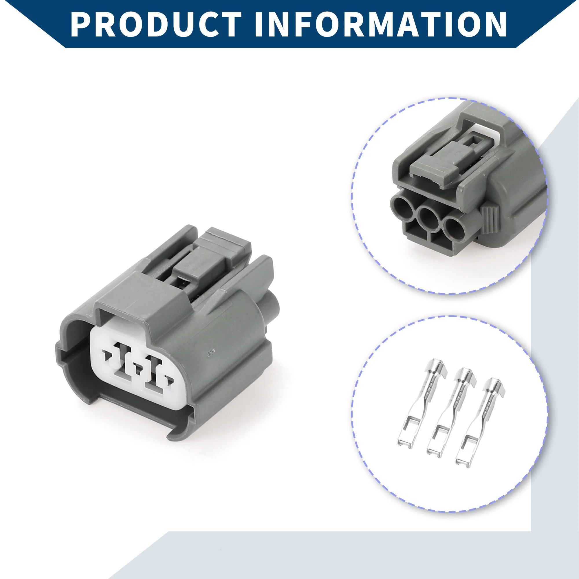 Headlight Adjustment Motor Connector Plug for Honda K Series K20 / Inner Female Wire Terminal Connector / Waterproof Plastic 2mm Series / 1 Set Gray 3 Pin - Image 6