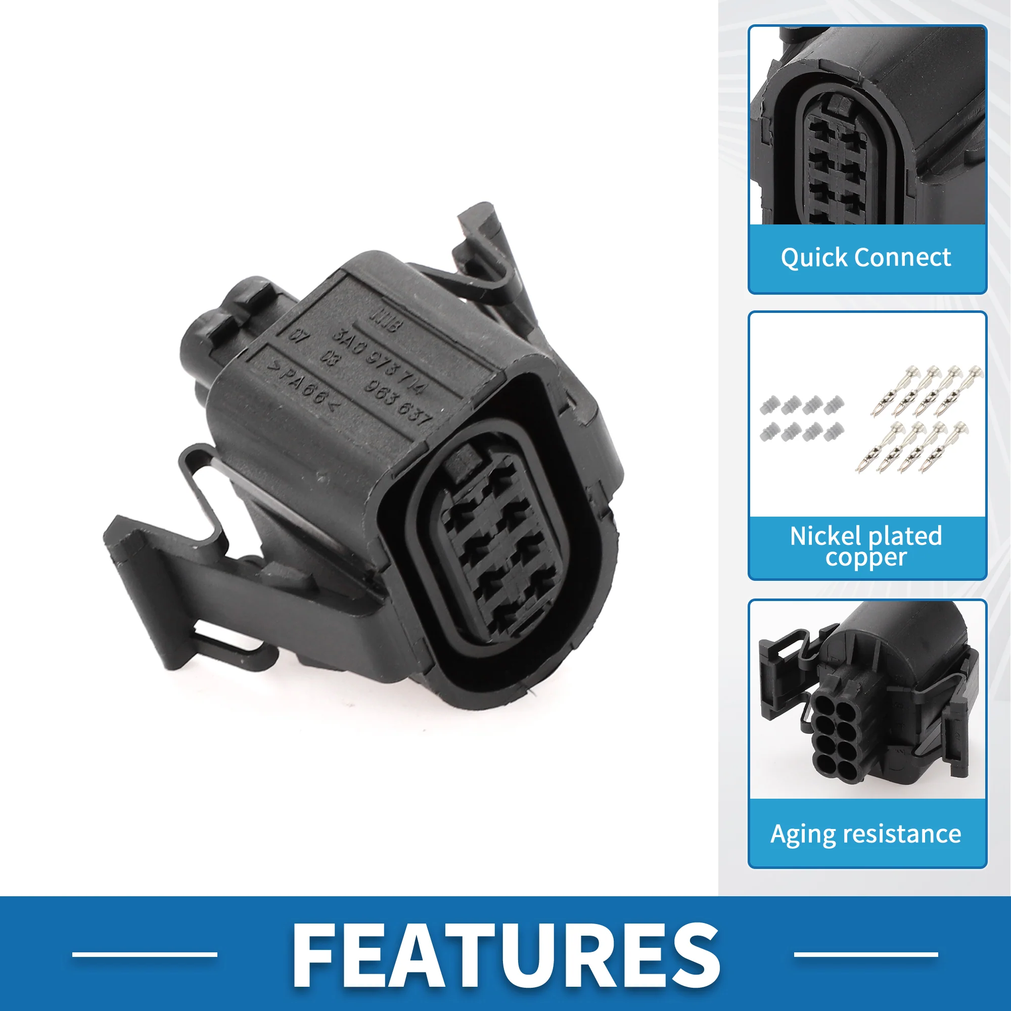 8 Pin Throttle Position Sensor Connector Plug No.3A0973714 1.5mm Series Female Wire Terminal Connector for Volkswagen Plastic Black - Image 5