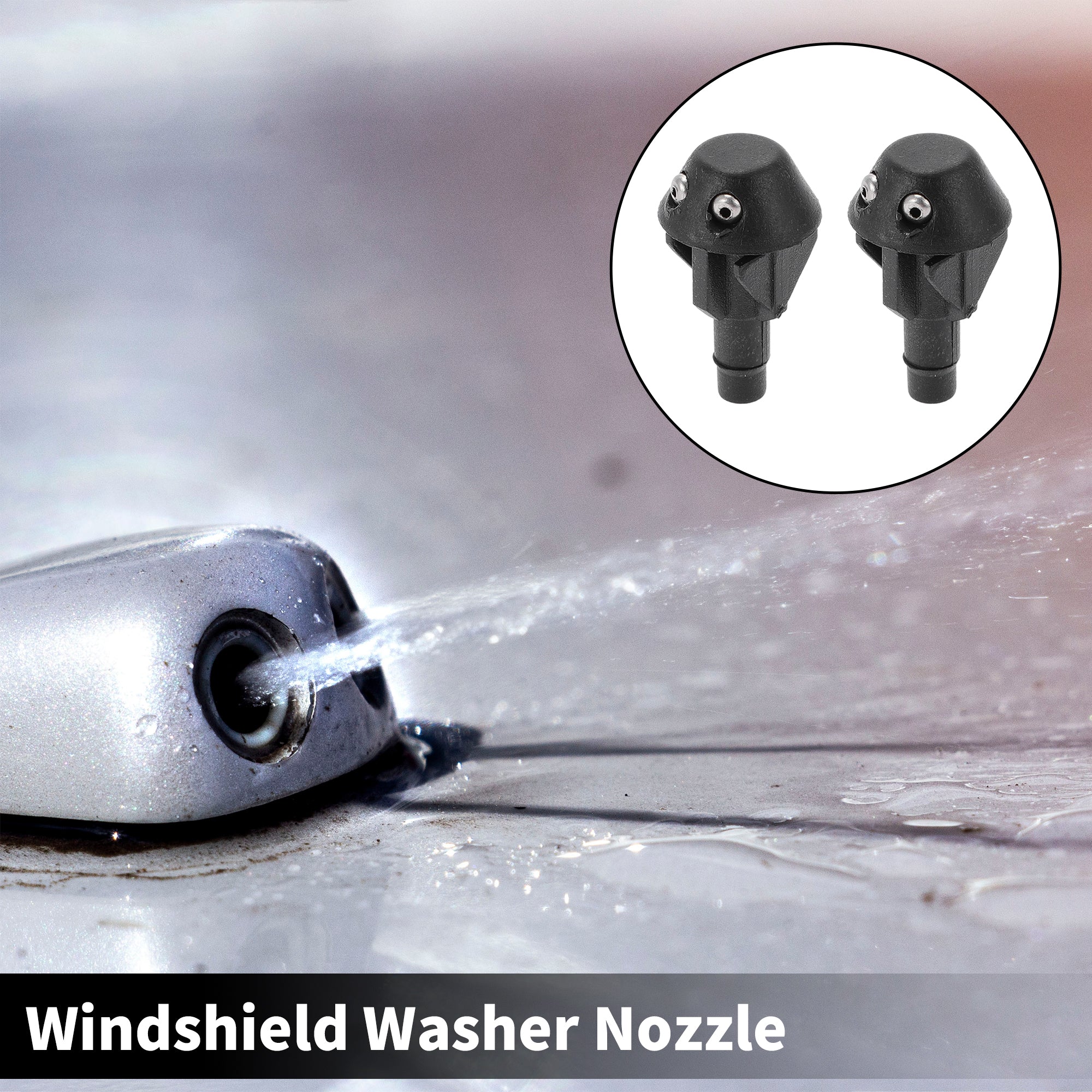 2 Pcs Windshield Washer Nozzle Compatible for Peugeot 306 1994-2002, ABS Black Front Windshield Spray Nozzles Wiper Spray Washer Jet No.643871 - Image 2