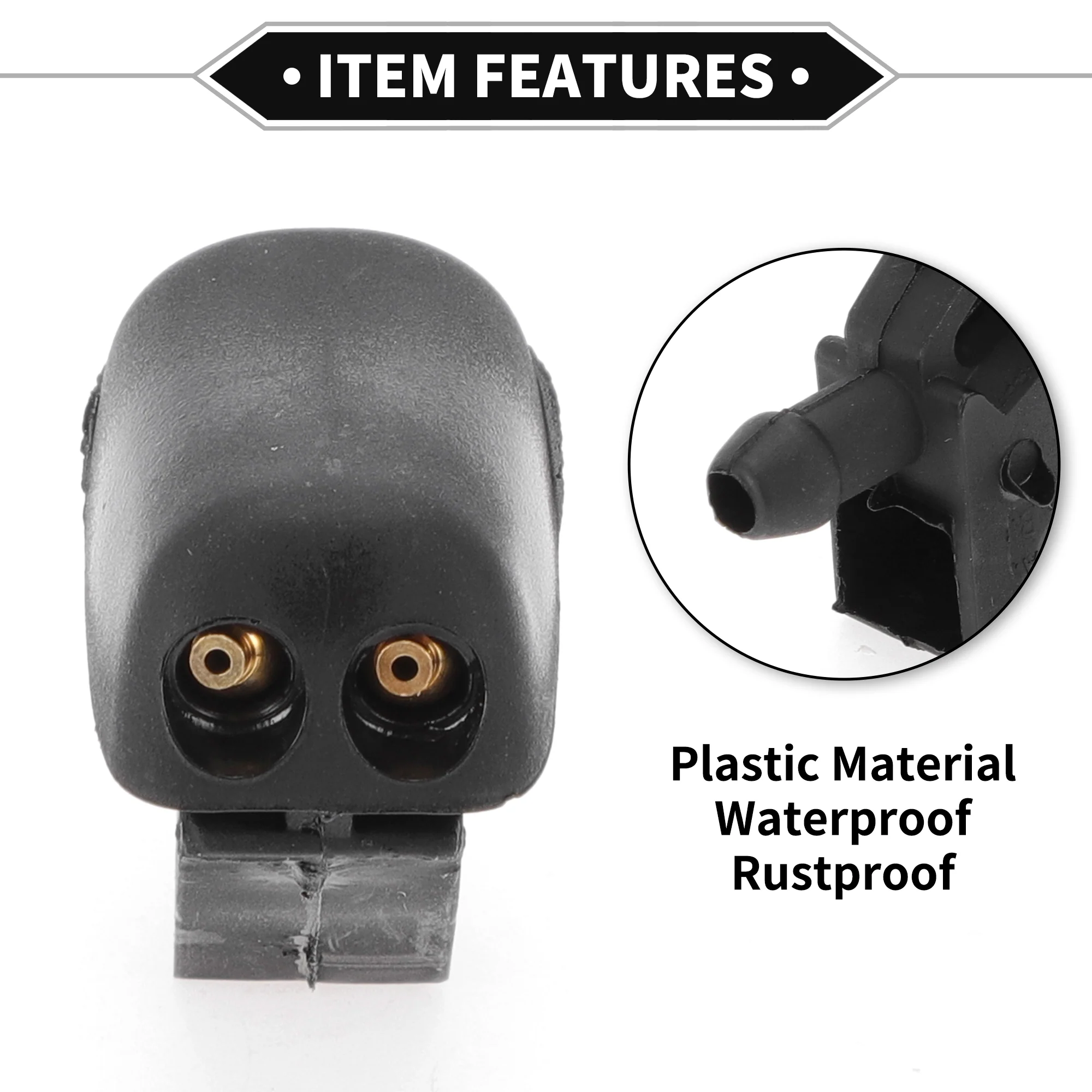 2 Pcs Windshield Washer Nozzle Compatible for Ford Fusion 2002-2012, ABS Black Front Windshield Spray Nozzles Wiper Spray Washer Jet No.1442176 - Image 6