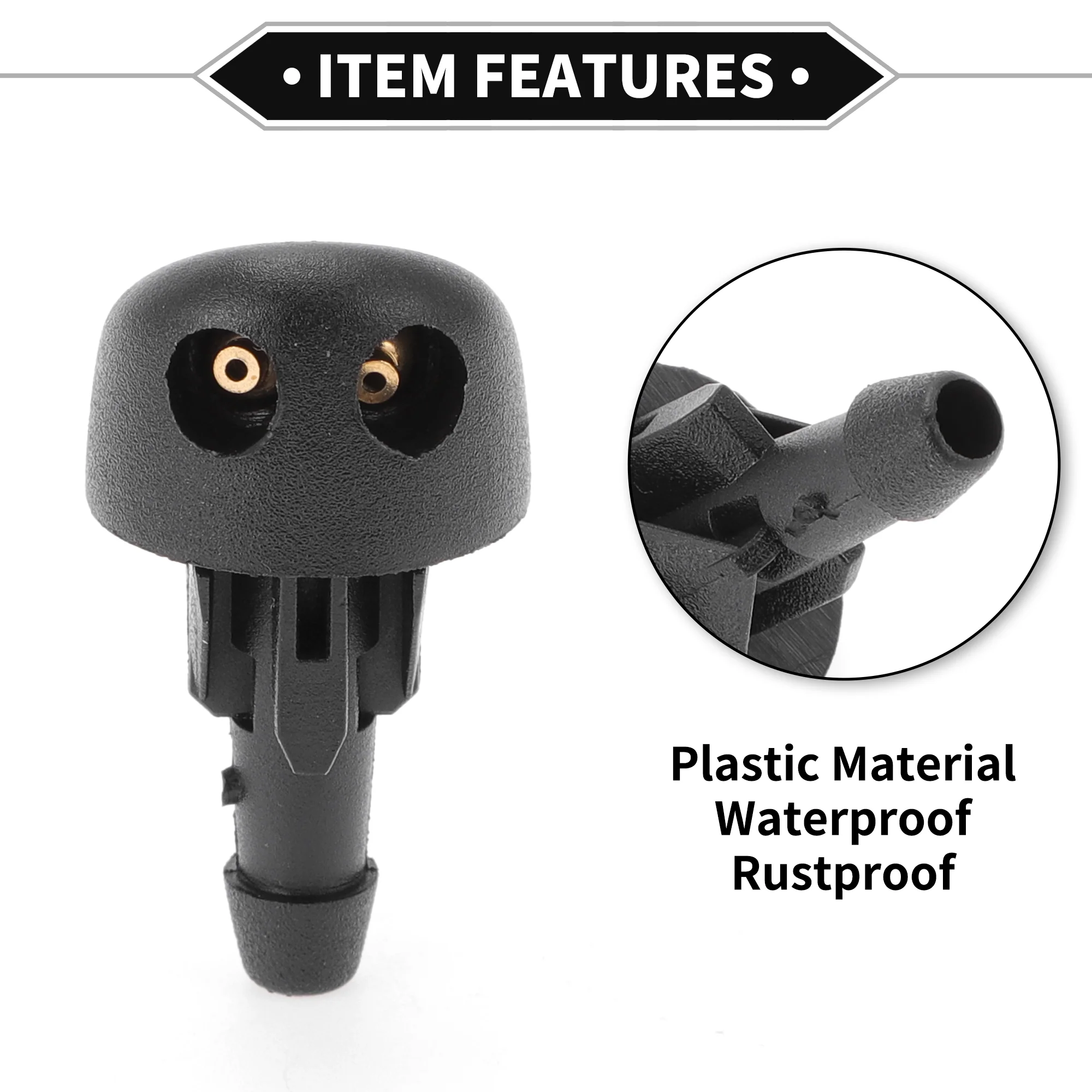 2 Pcs Windshield Washer Nozzle Compatible for Renault Clio MK2 98-14, ABS Black Windshield Spray Nozzles Wiper Spray Washer Jet No.7700413545 - Image 6
