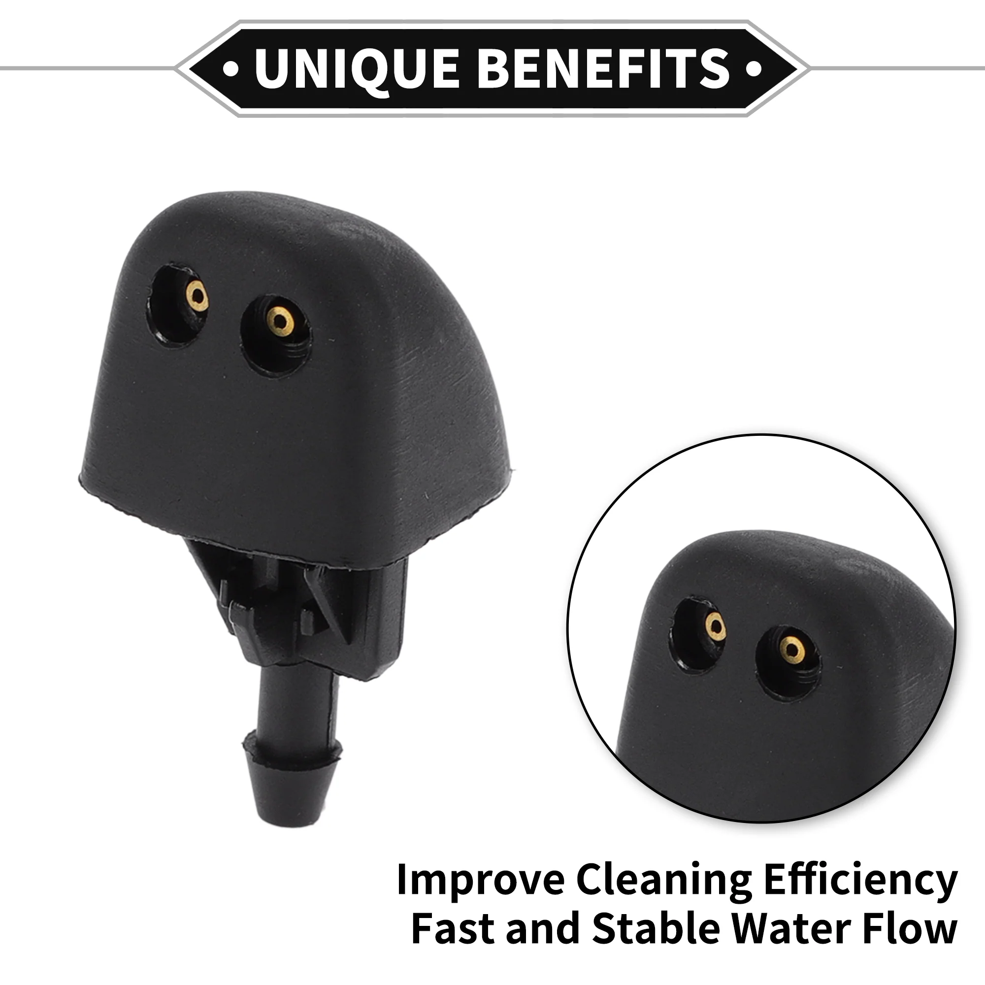 2 Pcs Windshield Washer Nozzle Compatible for Vauxhall Vivaro 2001-2014, ABS Black Front Windshield Spray Nozzles Wiper Spray Washer Jet No.93160047 - Image 5