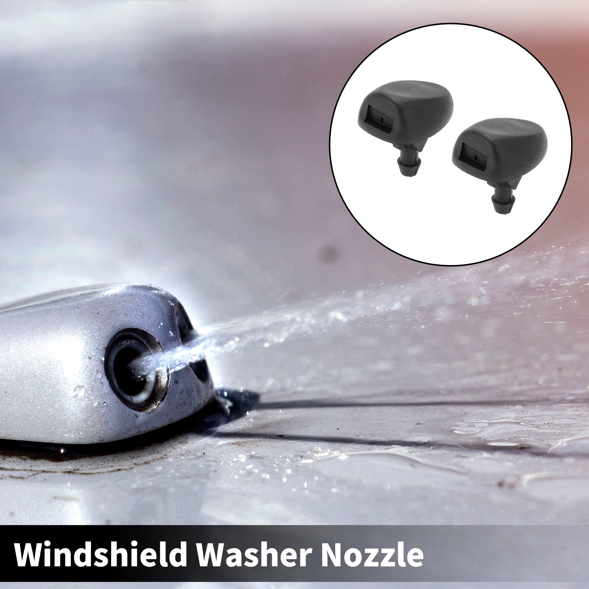 2 Pcs Windshield Washer Nozzle Compatible for Peugeot 207 2007-2015, ABS Black Front Windshield Spray Nozzles Wiper Spray Washer Jet No.6438H4 - Image 2