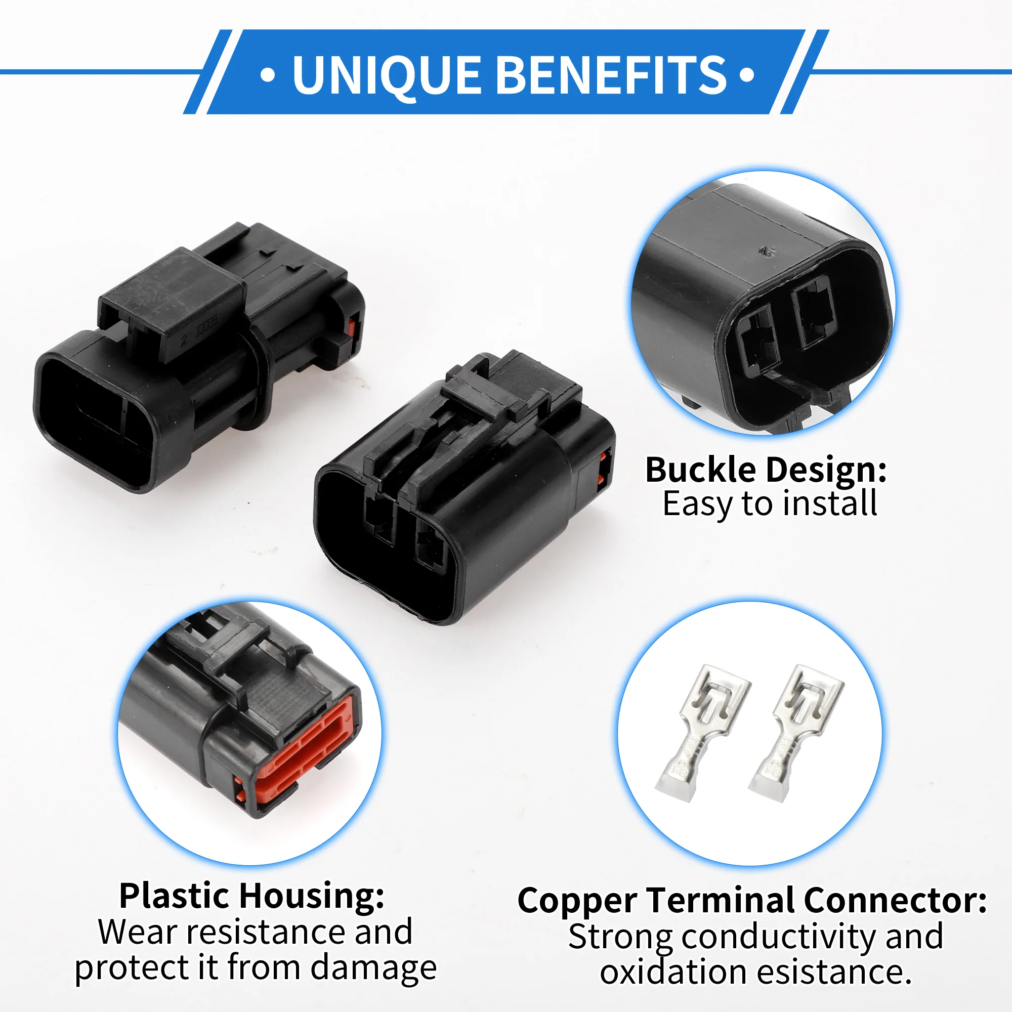 2 Pin Air Cooler Fan Generator Connector Plug for Excavator, Waterproof Plastic Black Male Female Wire Terminal Connector - Image 4