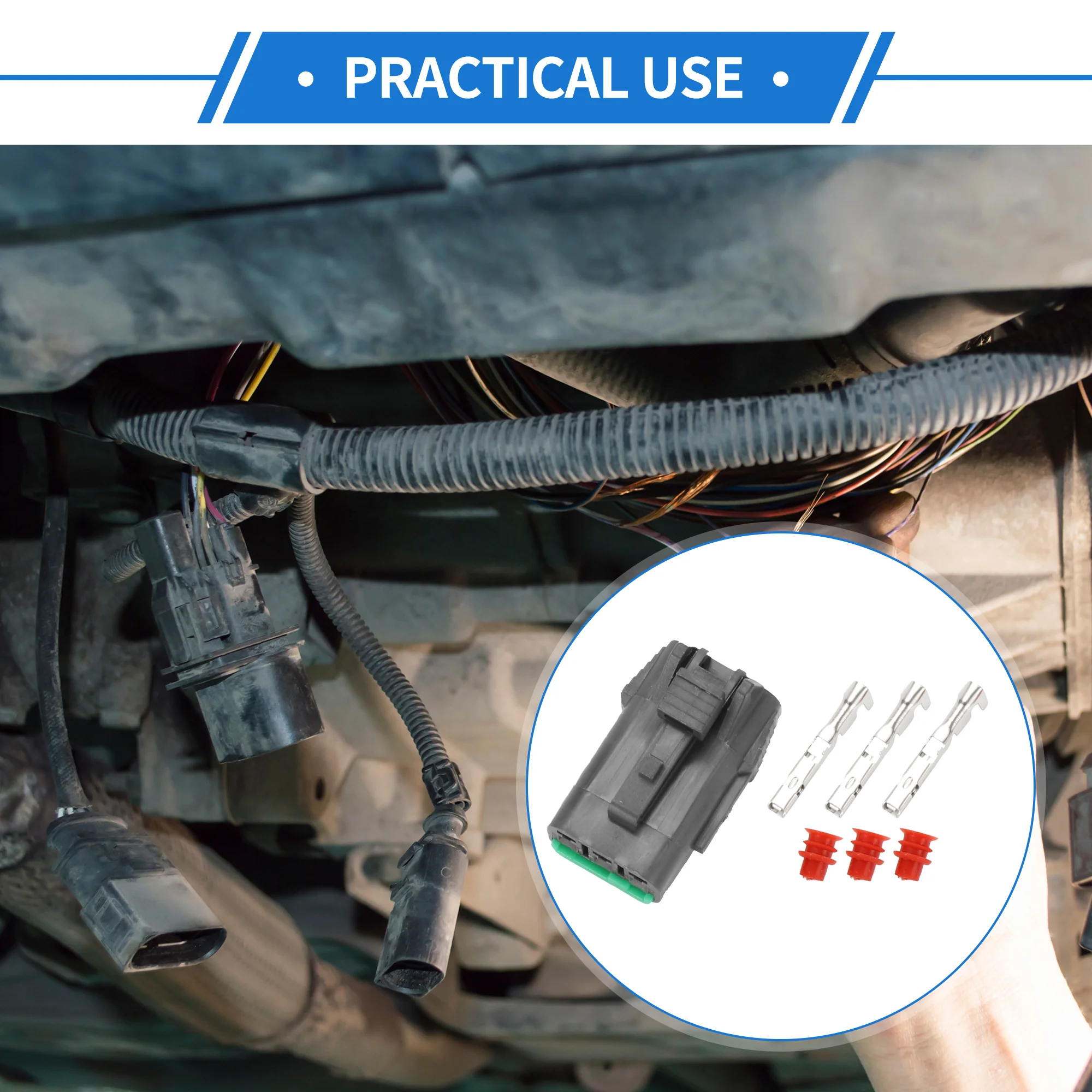 3 Pin Throttle Connector Plug for Excavator, Waterproof Plastic Gray Female Wire Terminal Connector - Image 3