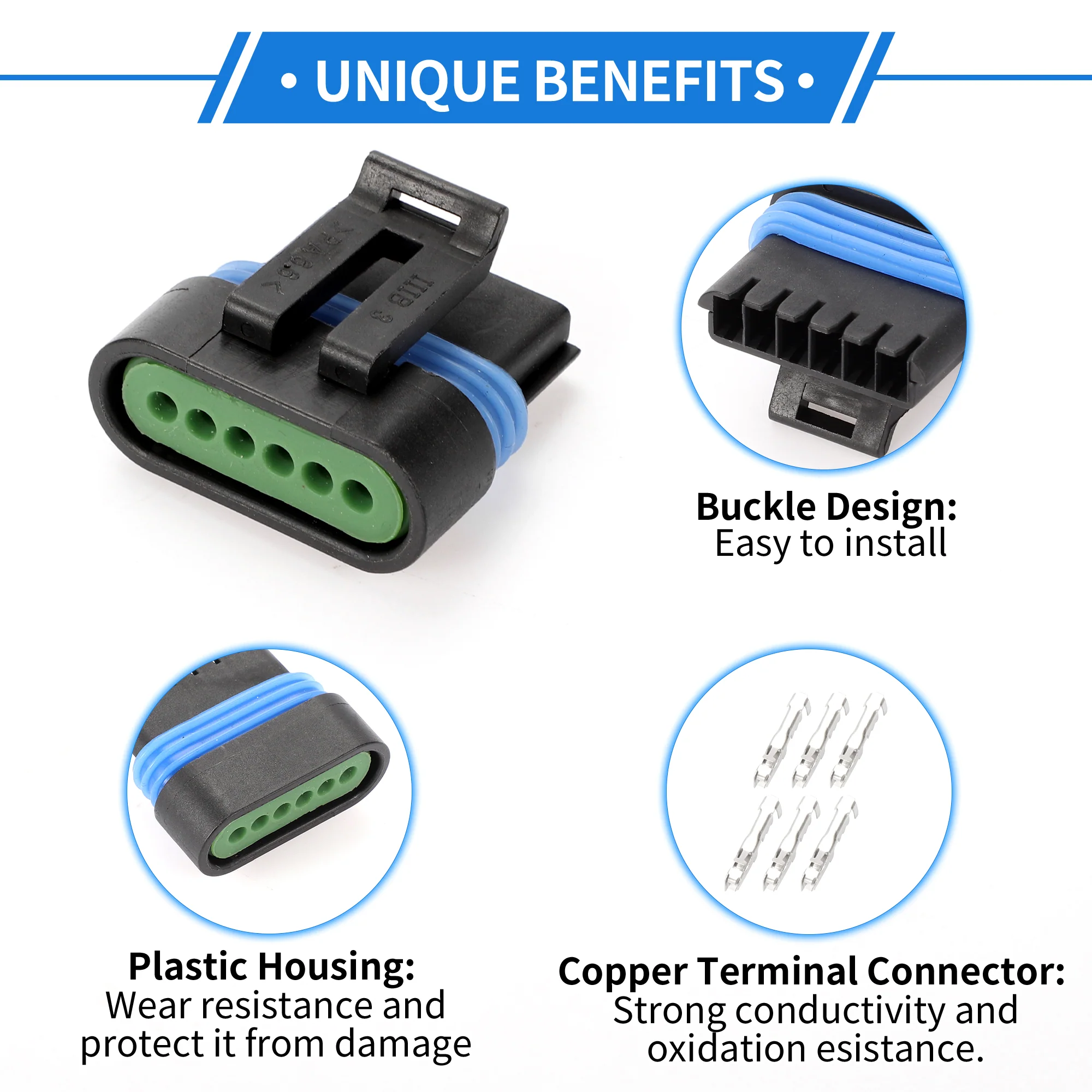 6 Pin Accelerator Pedal Connector Plug for Excavator, Waterproof Plastic Black Female Wire Terminal Connector - Image 4