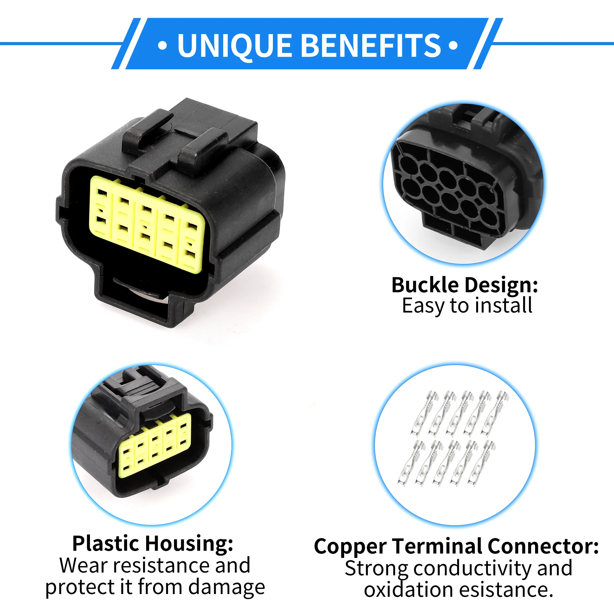 10 Pin Display Monitor Instrument Connector Plug for Volvo EC55 140, Waterproof Plastic Black Female Wire Terminal Connector - Image 4