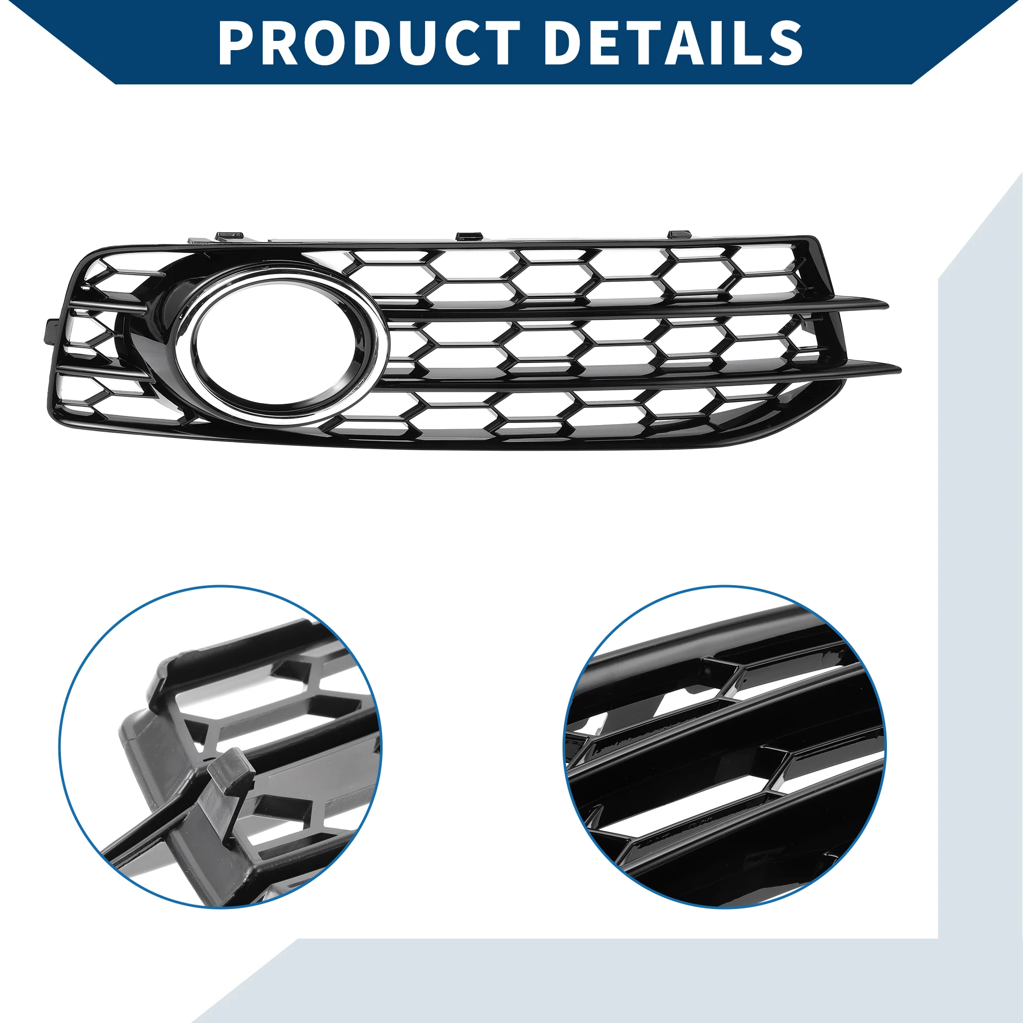 No.8P0807682K/8P0807681AF Fog Light Grill for Audi A3 2009-2012 Front Left Right Front Lower Bumper Fog Light Cover Inserts ABS 1 Pair Black Silver Tone - Image 7