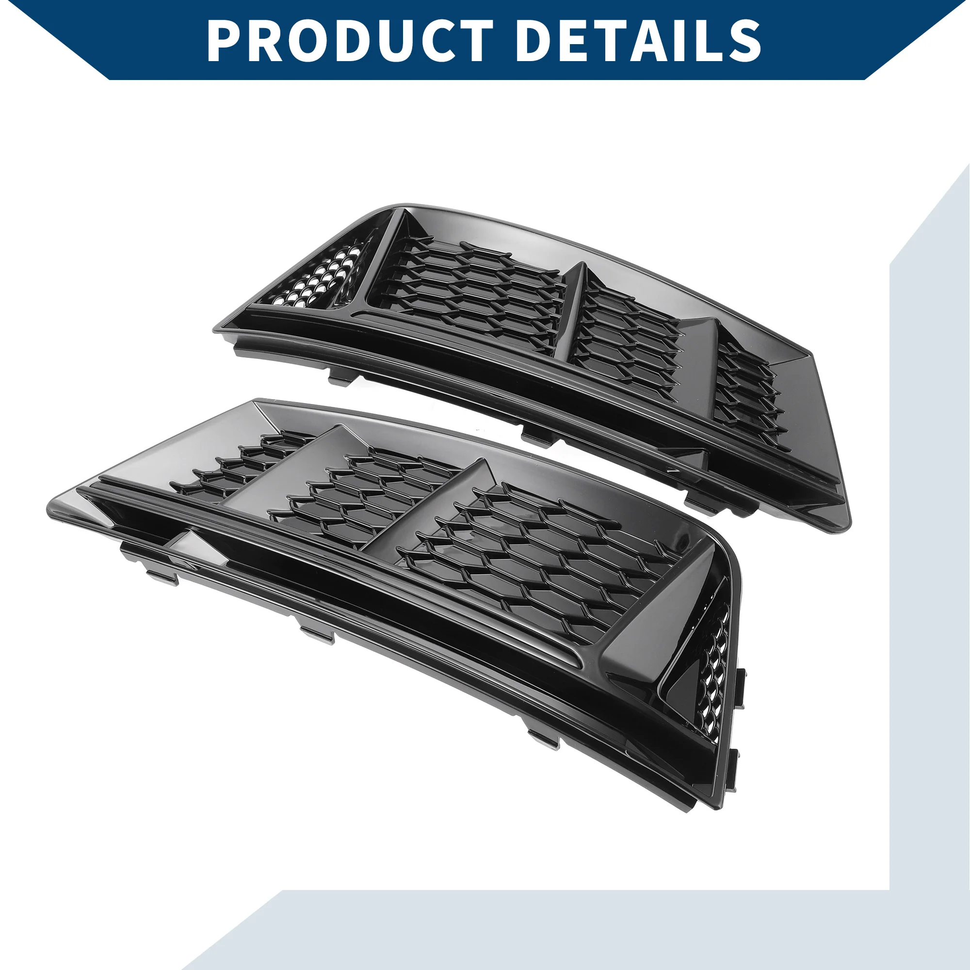 No.8WD807681/8WD807682 Fog Light Grill for Audi A4 B9 2016-2018 Front Left Right Front Lower Bumper Fog Light Cover Inserts ABS 1 Pair Black - Image 6