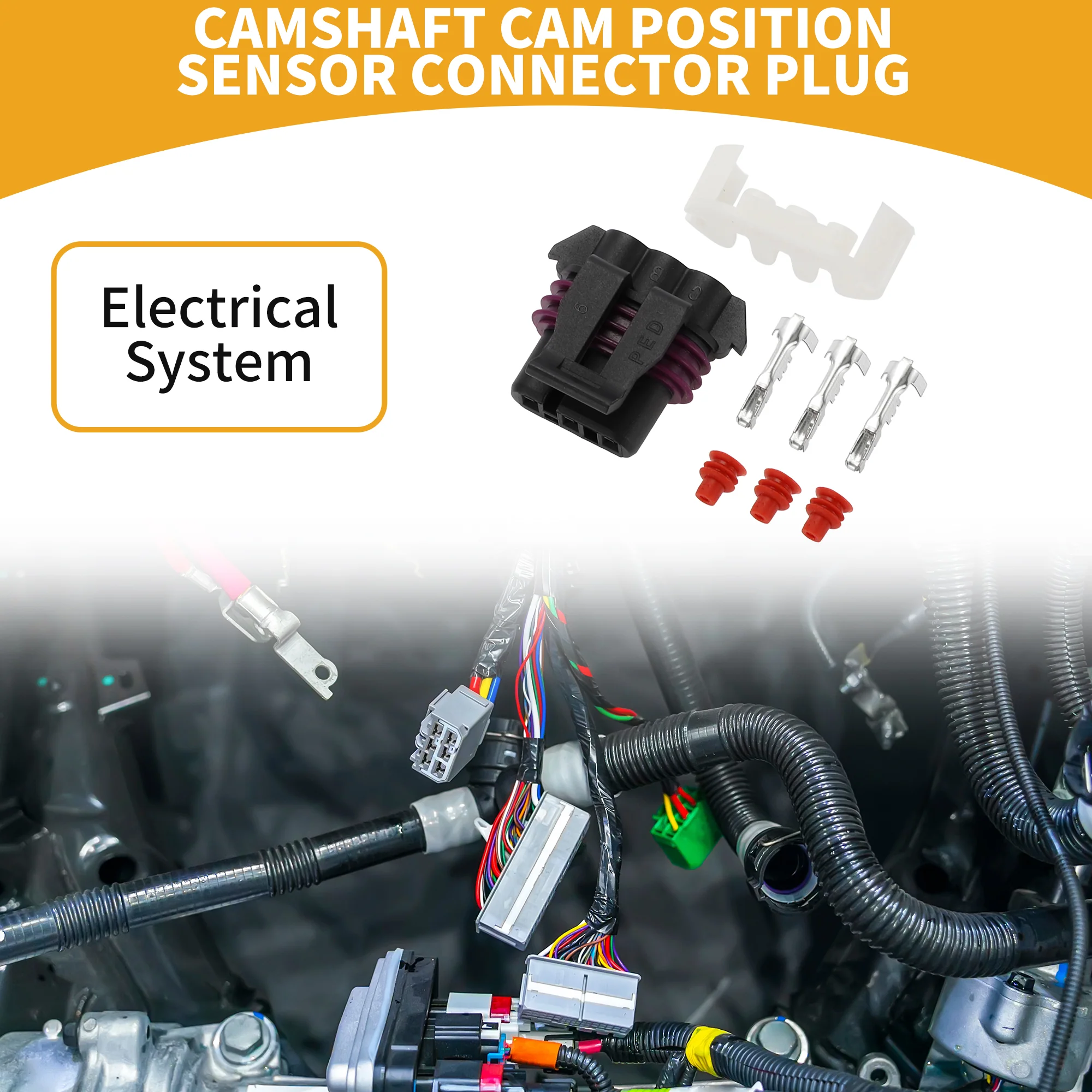 3 Pin Camshaft Cam Position Sensor Connector Plug - Car Female Wire Terminal Connector - for GM LS1 LS2 LS3 LS7 Engine Plastic Black White - 1 Set - Image 3