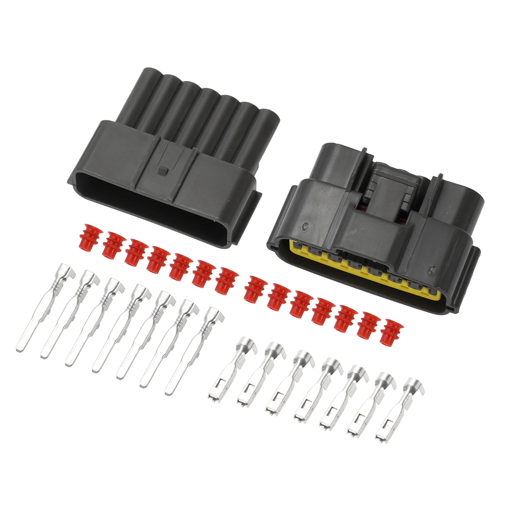 7 Pin Auto Wiring Harness Connector Plug - Car Male Female Wire Terminal Connector - for Nissan Plastic Gray Yellow - 1 Set