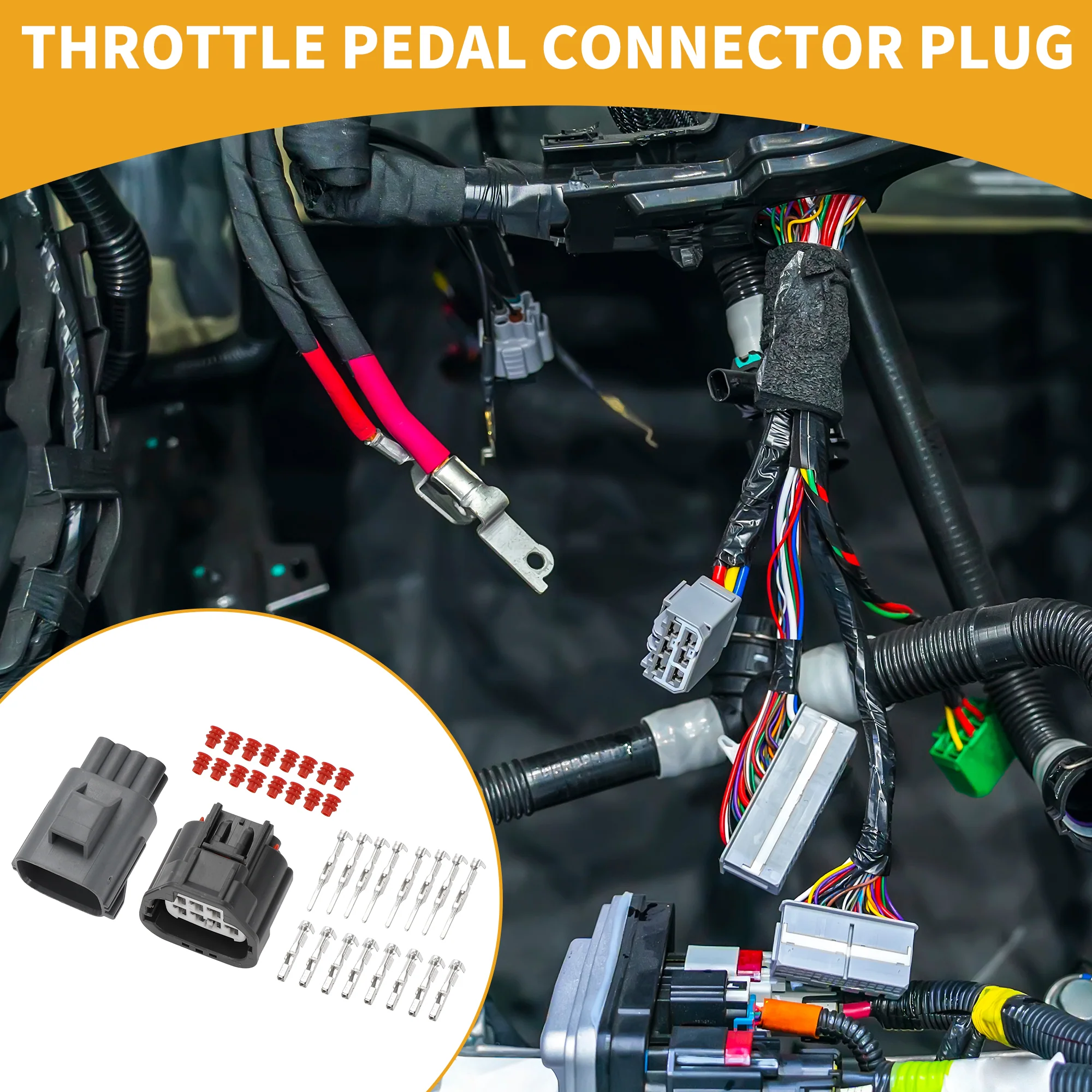 8 Pin Throttle Pedal Connector Plug - Car Male Female Wire Terminal Connector - for Ford Plastic Gray - 1 Set - Image 2