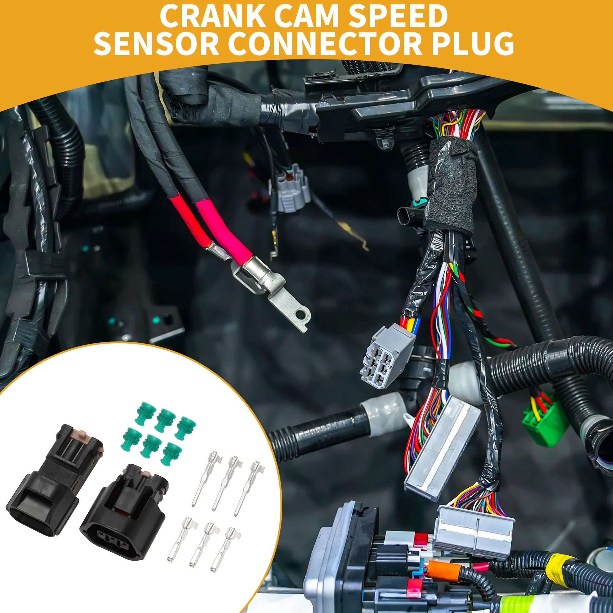 3 Pin Crank Cam Speed Sensor Connector Plug - Car Male Female Wire Terminal Connector - for Mitsubishi Evo Plastic Black - 1 Set - Image 2