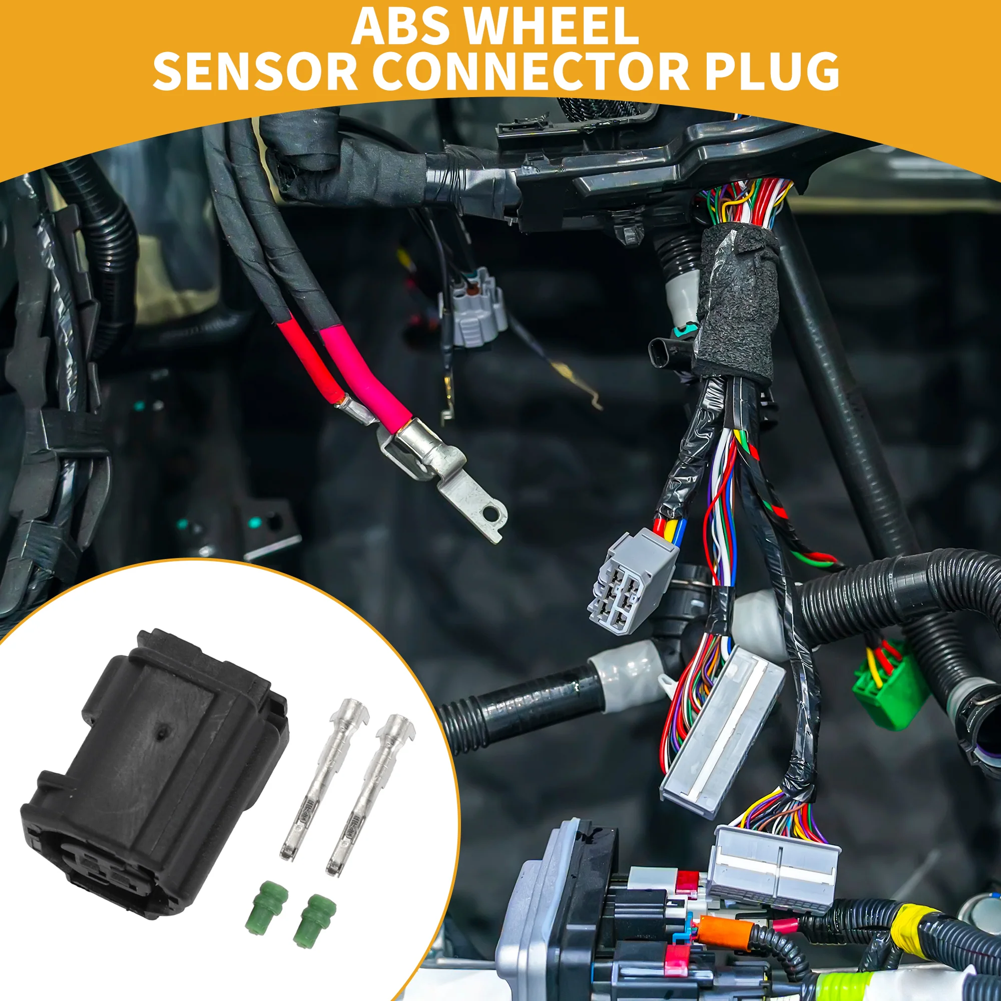 2 Pin ABS Wheel Sensor Connector Plug - Car Female Wire Terminal Connector - for Toyota Plastic Black - 1 Set - Image 2