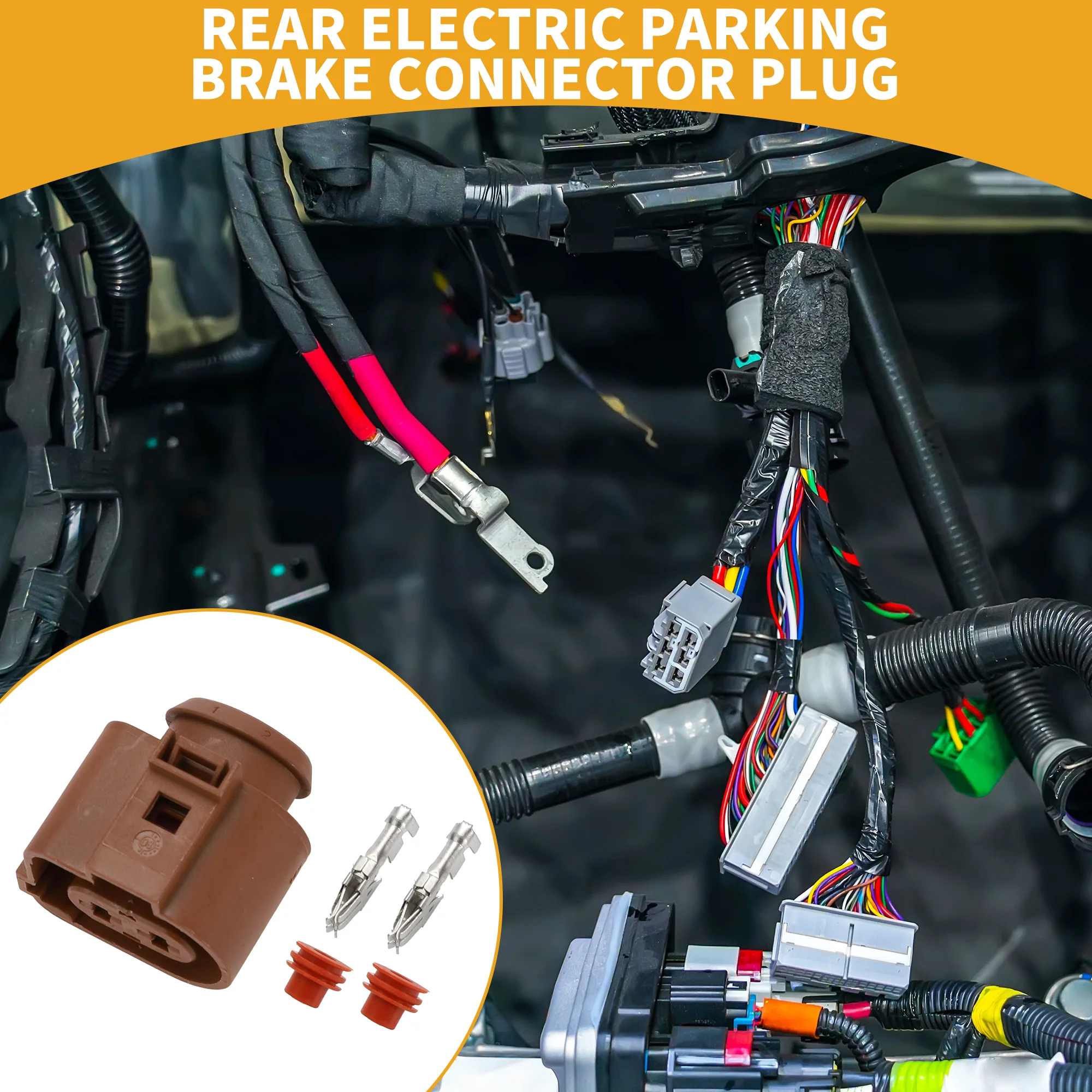 2 Pin Rear Electric Parking Brake Connector Plug No.3B0973752A - Car Female Wire Terminal Connector - for VW Plastic Red - 1 Set - Image 2