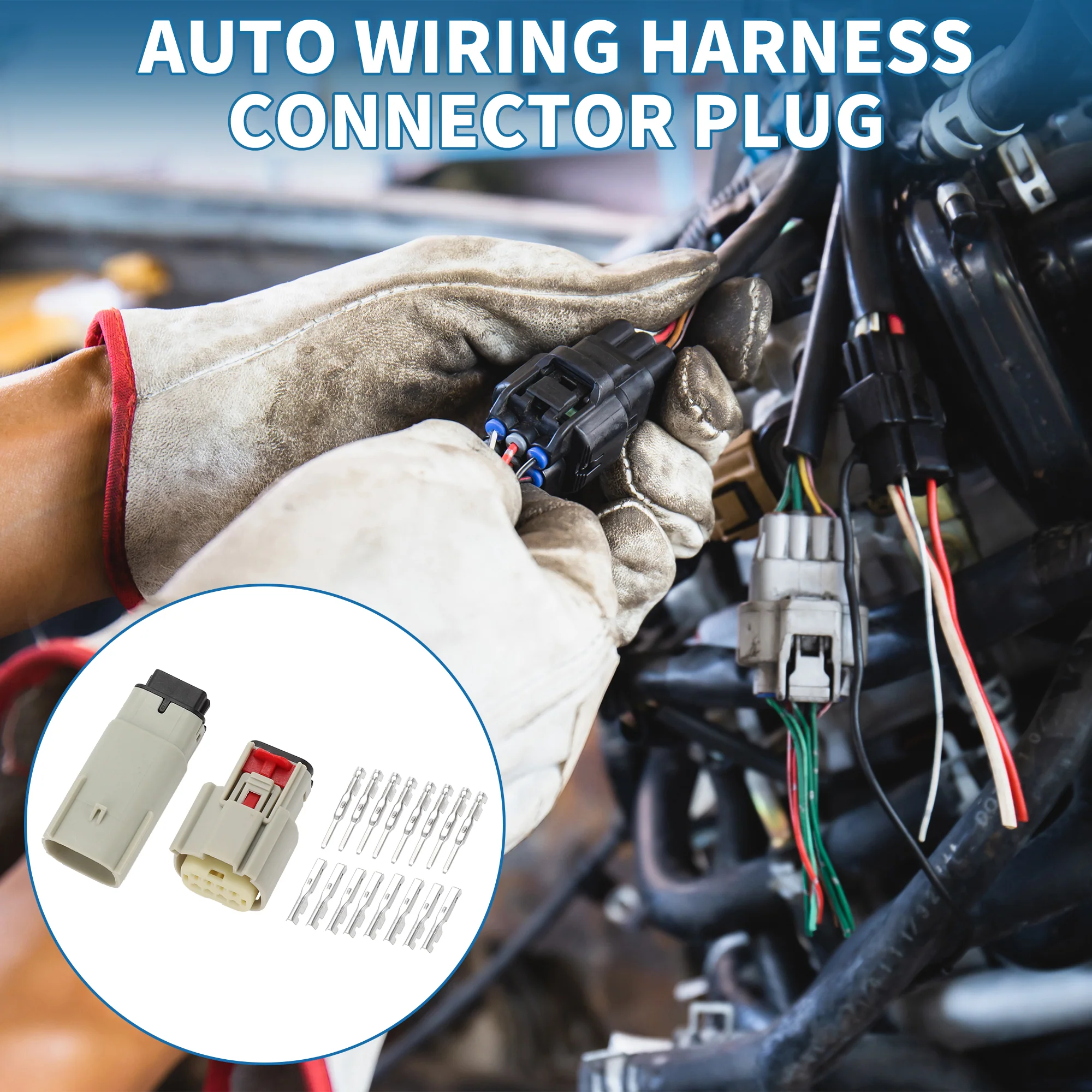 8 Pin Auto Wiring Harness Connector Plug 1.5mm Series Male Female Wire Terminal Connector for Harley Davidson Plastic Tin-Plated Copper Gray 1 Set - Image 3