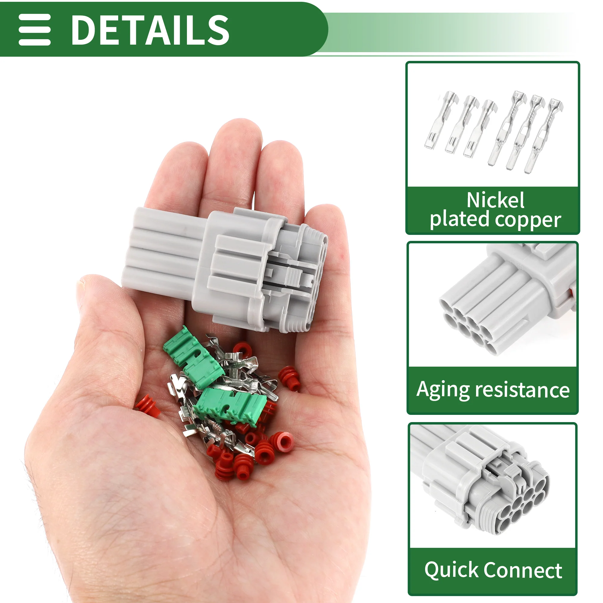 Front Headlight Connector Housing Male Female Wire Terminal Connector for Nissan Plastic Tin-Plated Copper Gray Waterproof - Image 5