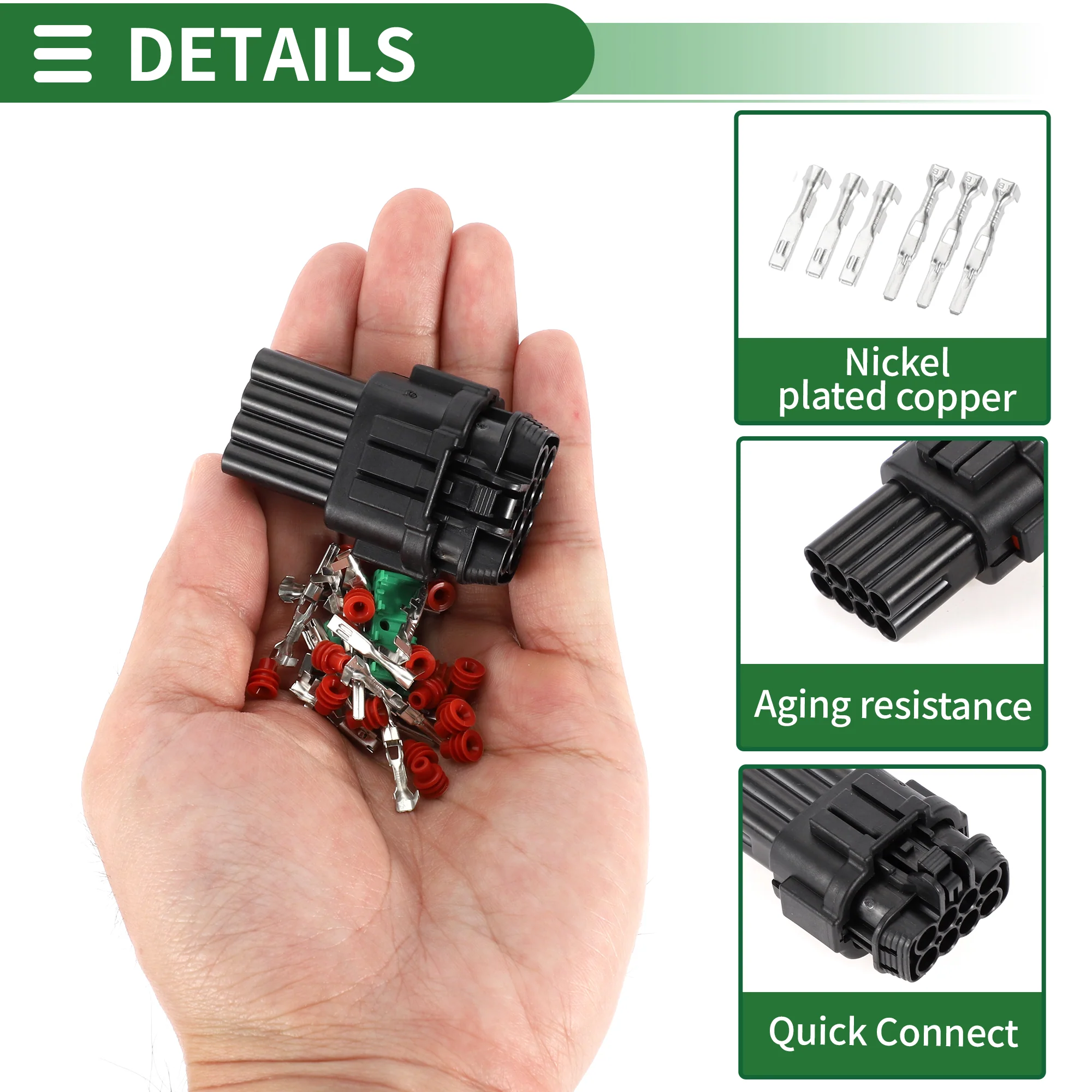 Front Headlight Connector Housing Male Female Wire Terminal Connector for Nissan Plastic Tin-Plated Copper Black Waterproof - Image 5