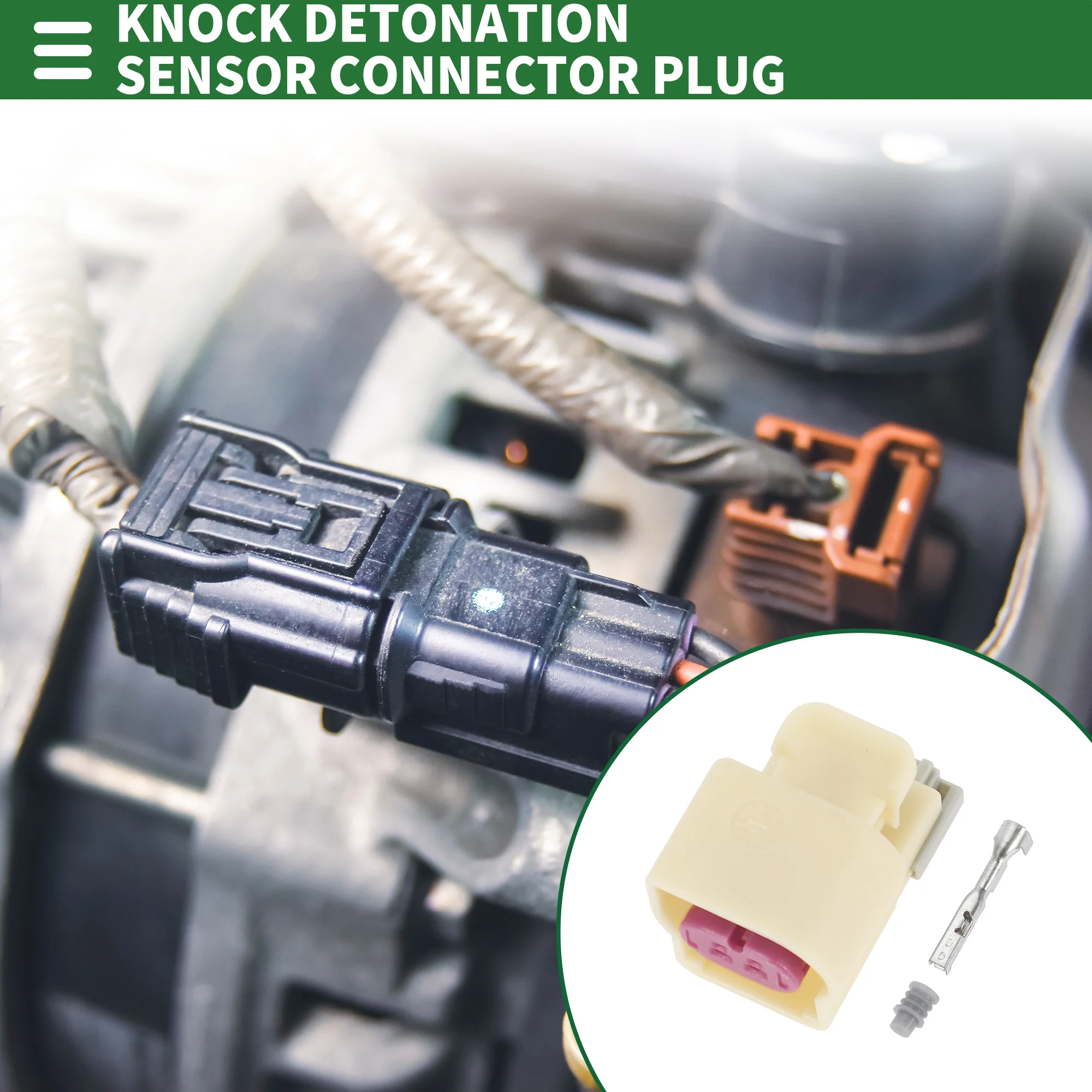 Knock Detonation Sensor Connector Plug Female Wire Terminal Connector for Chevy Plastic Tin-Plated Copper No.13580877 Beige Waterproof - Image 2