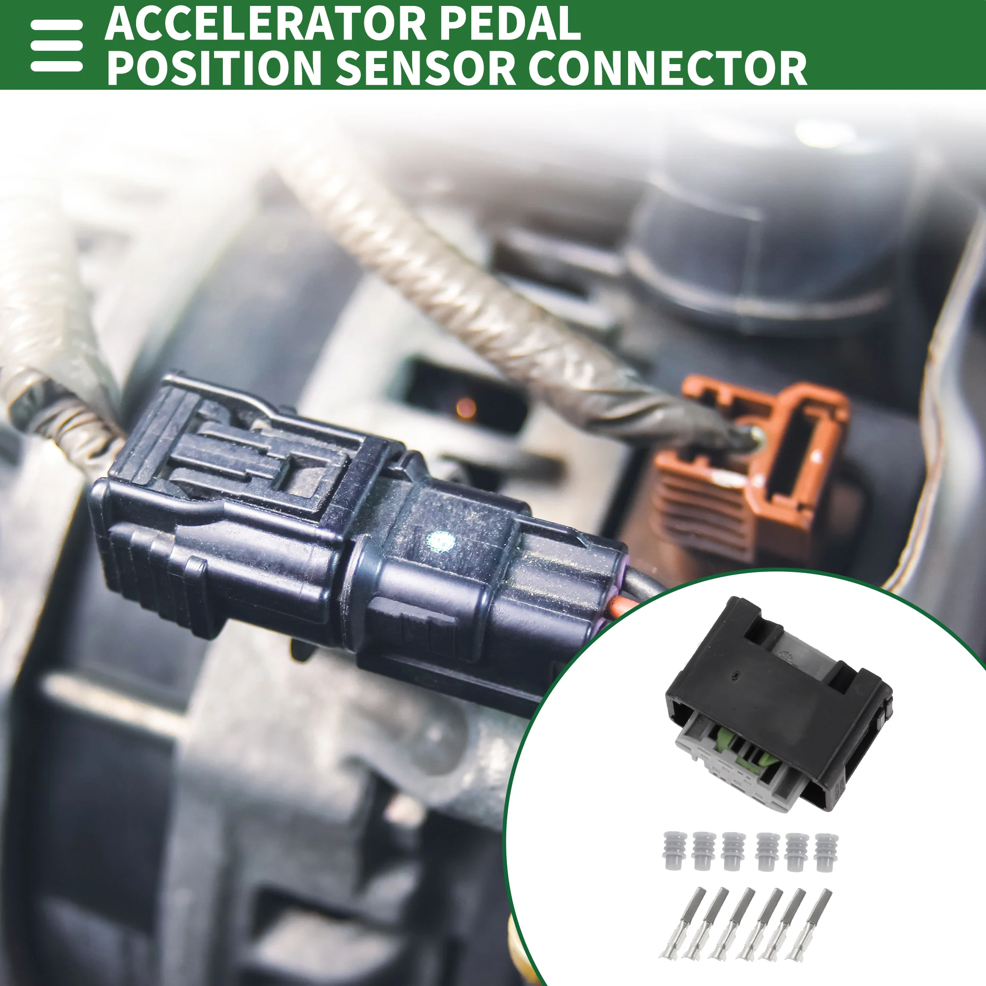 Accelerator Pedal Position Sensor Connector Female Wire Terminal Connector for Volkswagen Plastic Tin-Plated Copper No.7M0973119 Black Waterproof - Image 2