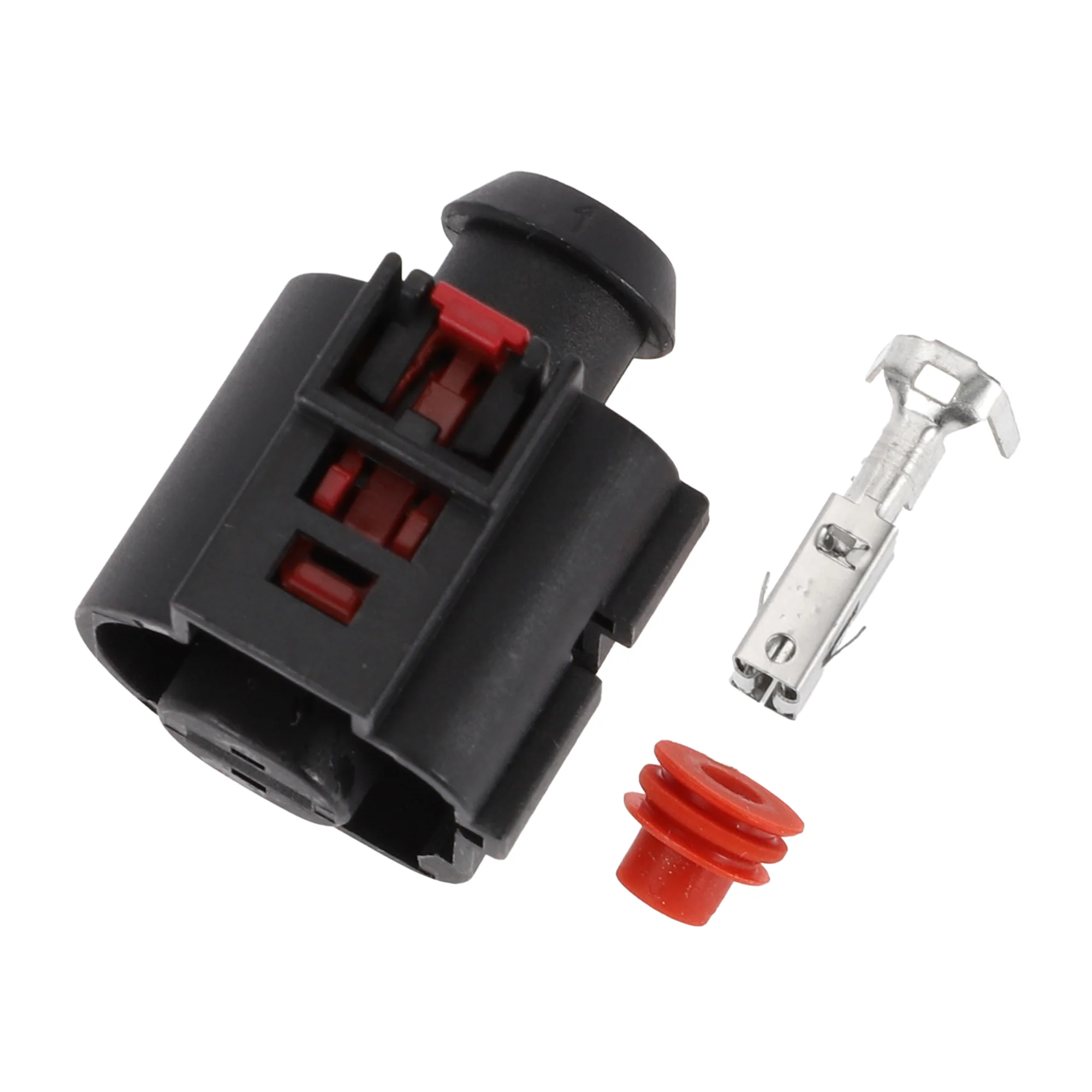 Engine Starter Motor Connector Plug Female Wire Terminal Connector for Audi Plastic Tin-Plated Copper No.1K0973751 Black Waterproof