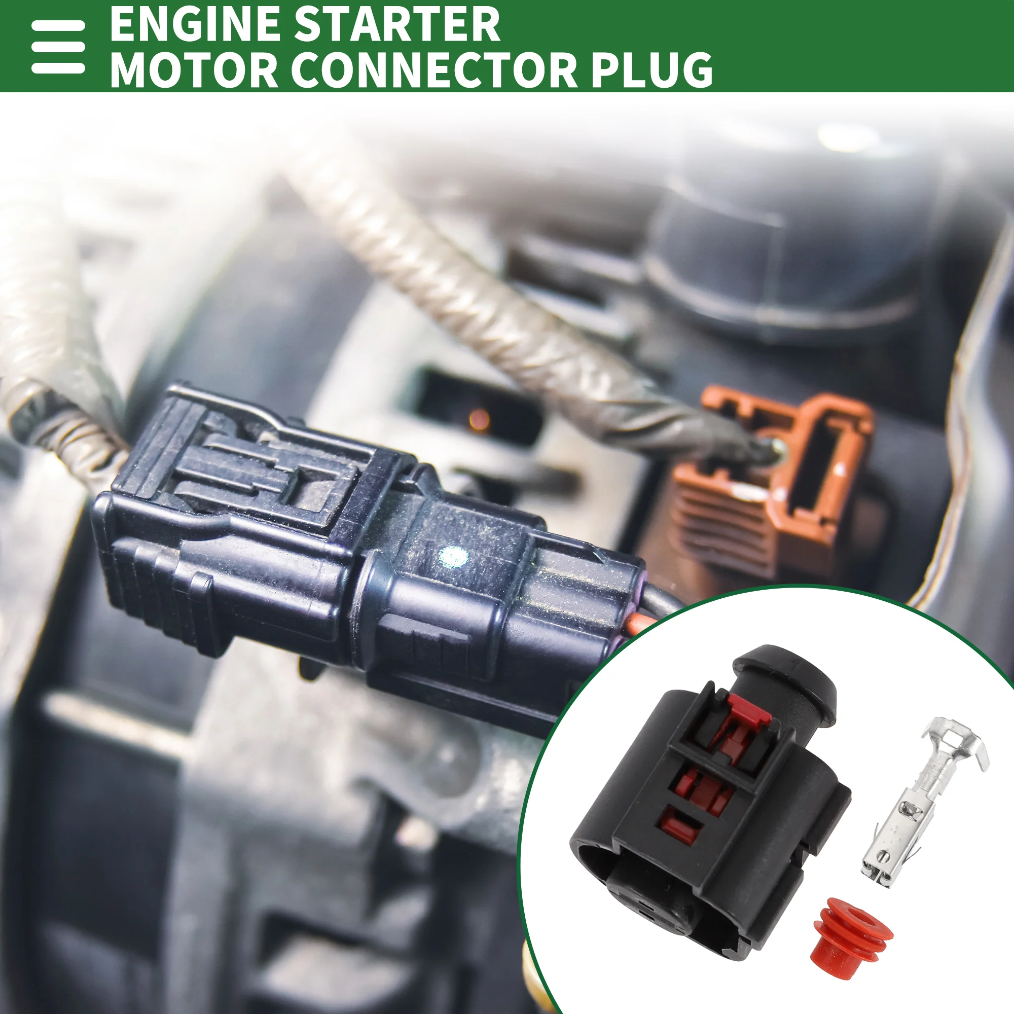 Engine Starter Motor Connector Plug Female Wire Terminal Connector for Audi Plastic Tin-Plated Copper No.1K0973751 Black Waterproof - Image 2