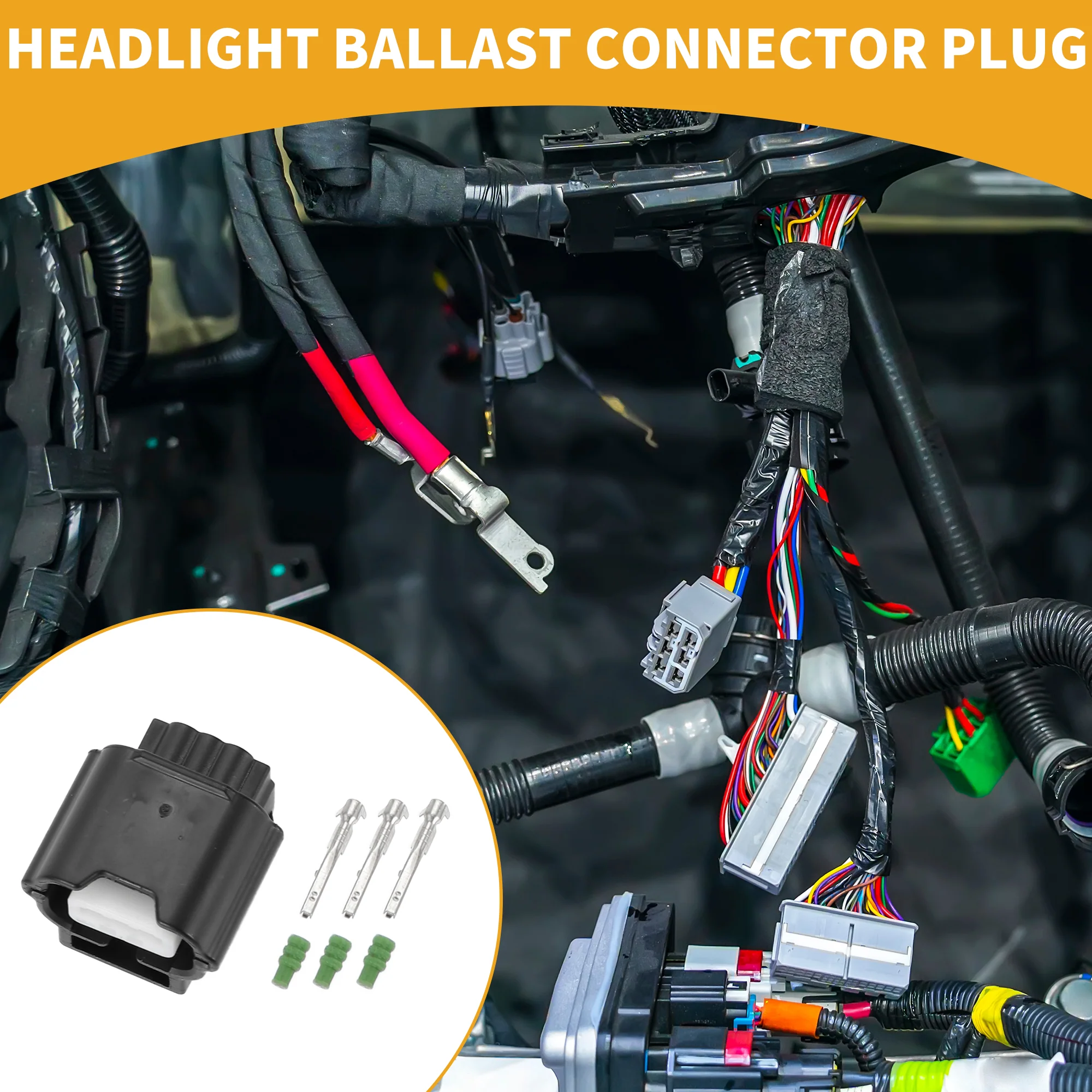 Headlight Ballast Connector Plug Inner Female Wire Terminal Connector for Nissan Plastic Black - Image 2