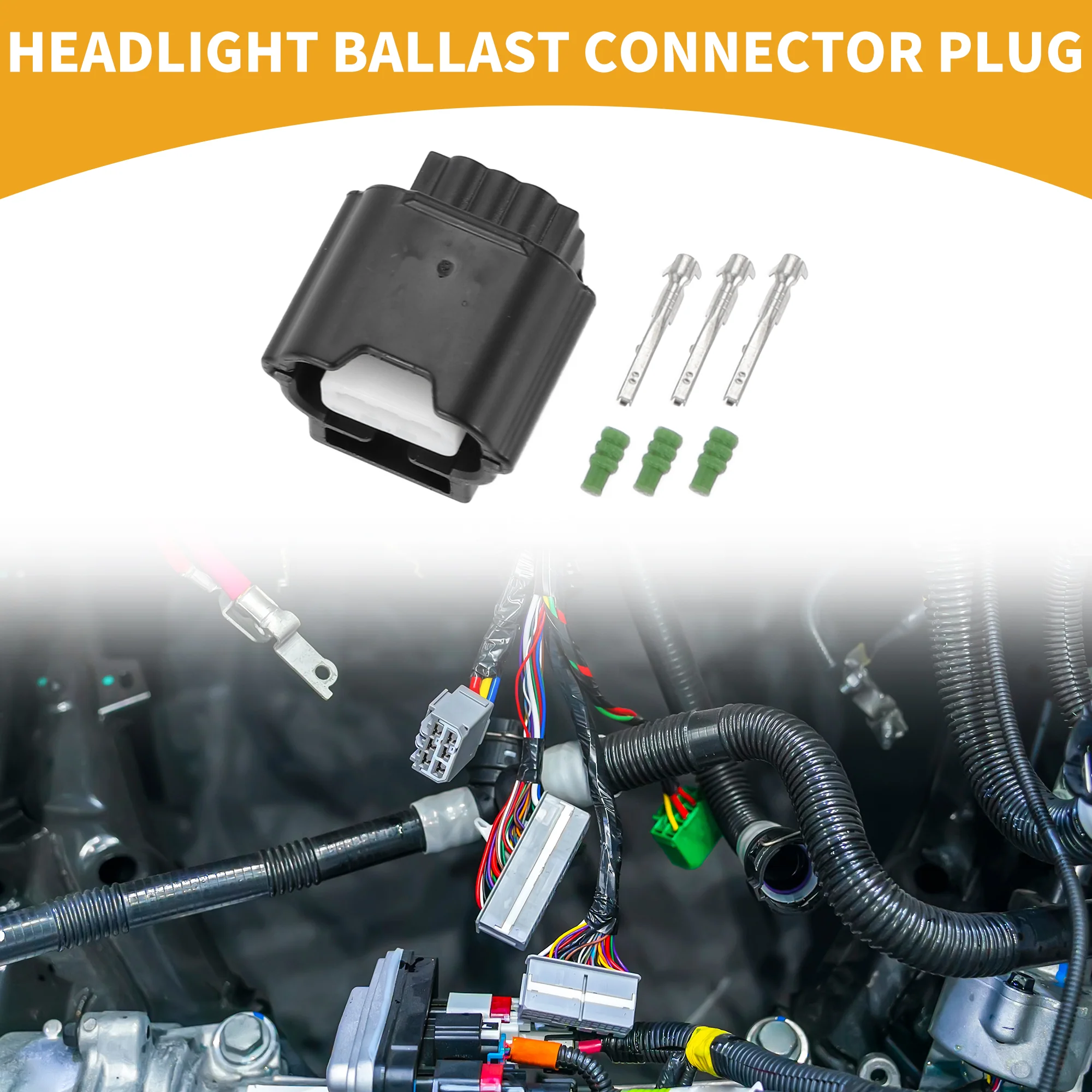 Headlight Ballast Connector Plug Inner Female Wire Terminal Connector for Nissan Plastic Black - Image 3