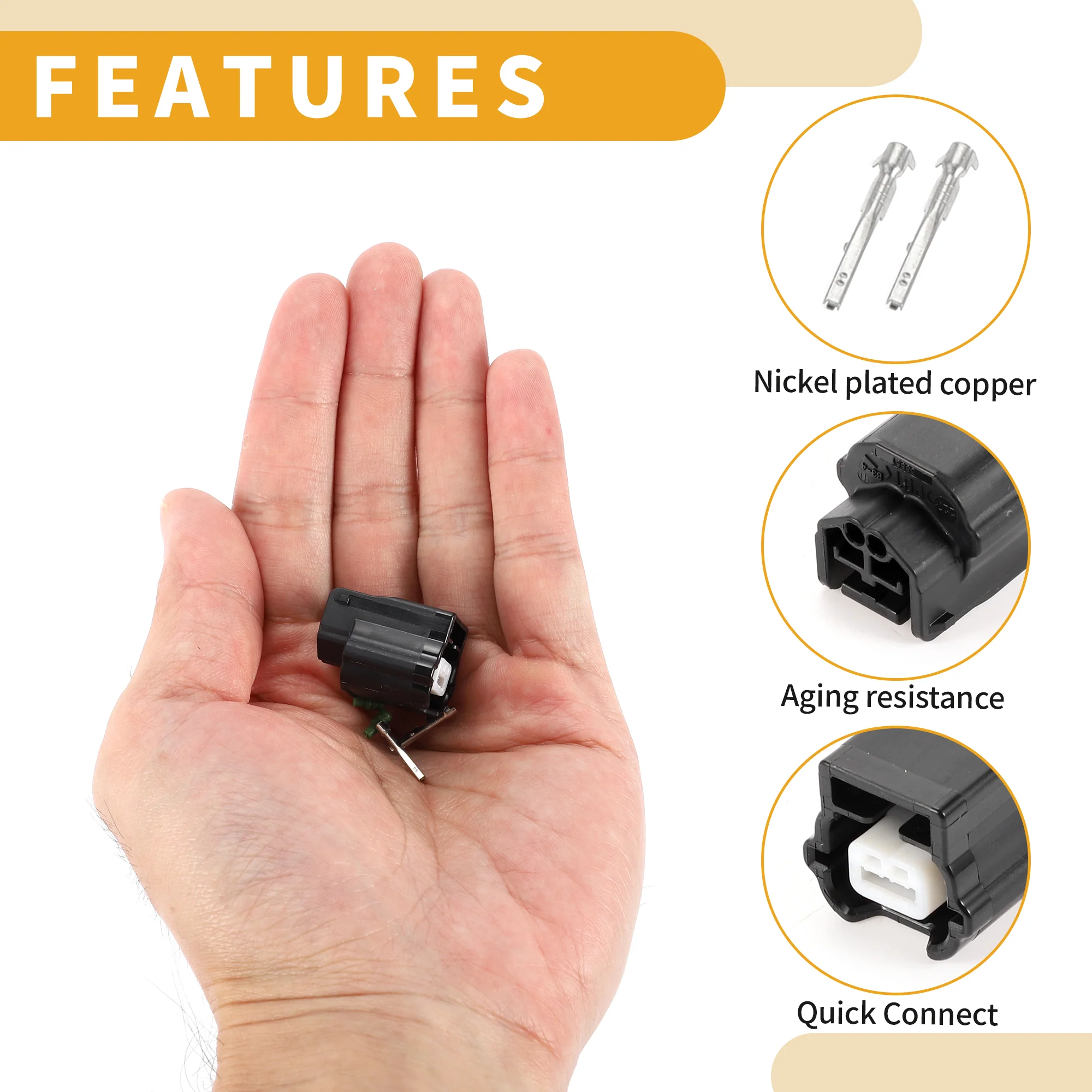 ABS Sensor Connector Plug Inner Female Wire Terminal Connector for Nissan Plastic Black - Image 5