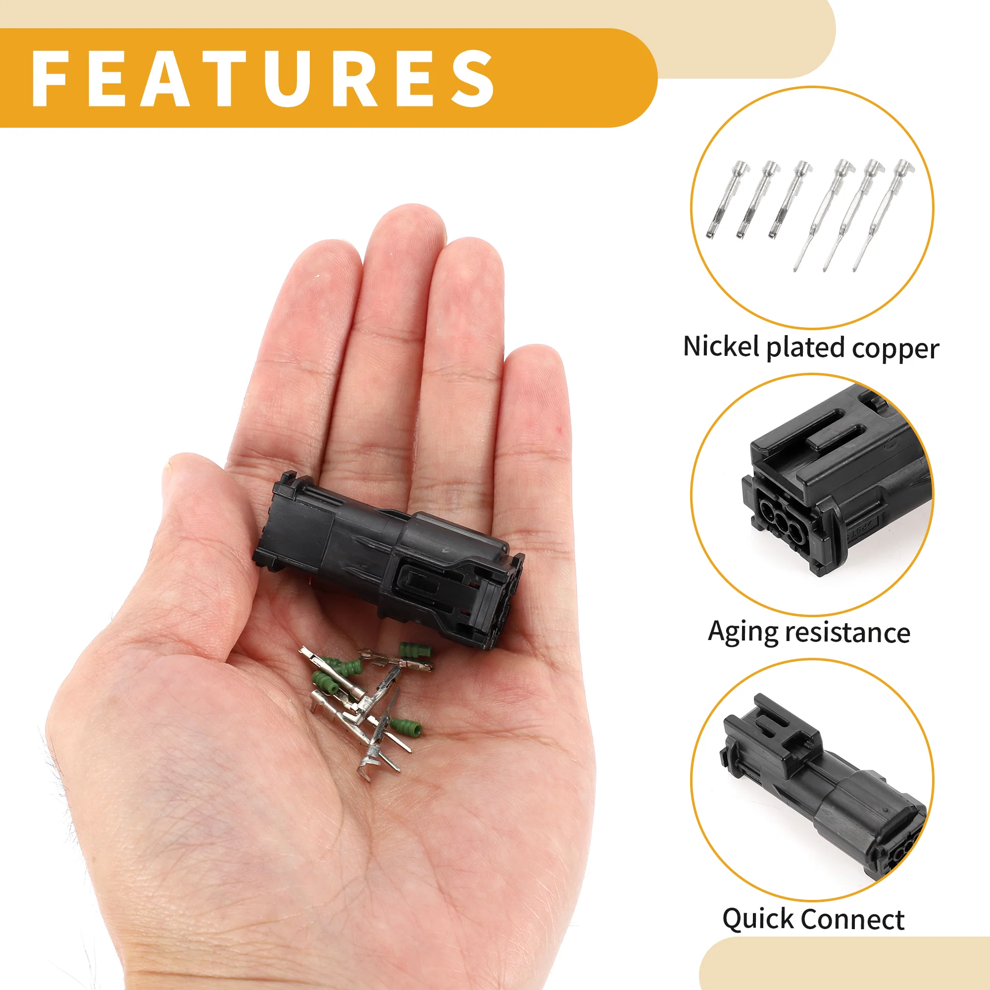 Crankshaft Position Sensor Connector Plug No.9091905060 Inner Male Female Wire Terminal Connector for Toyota Plastic Black - Image 5