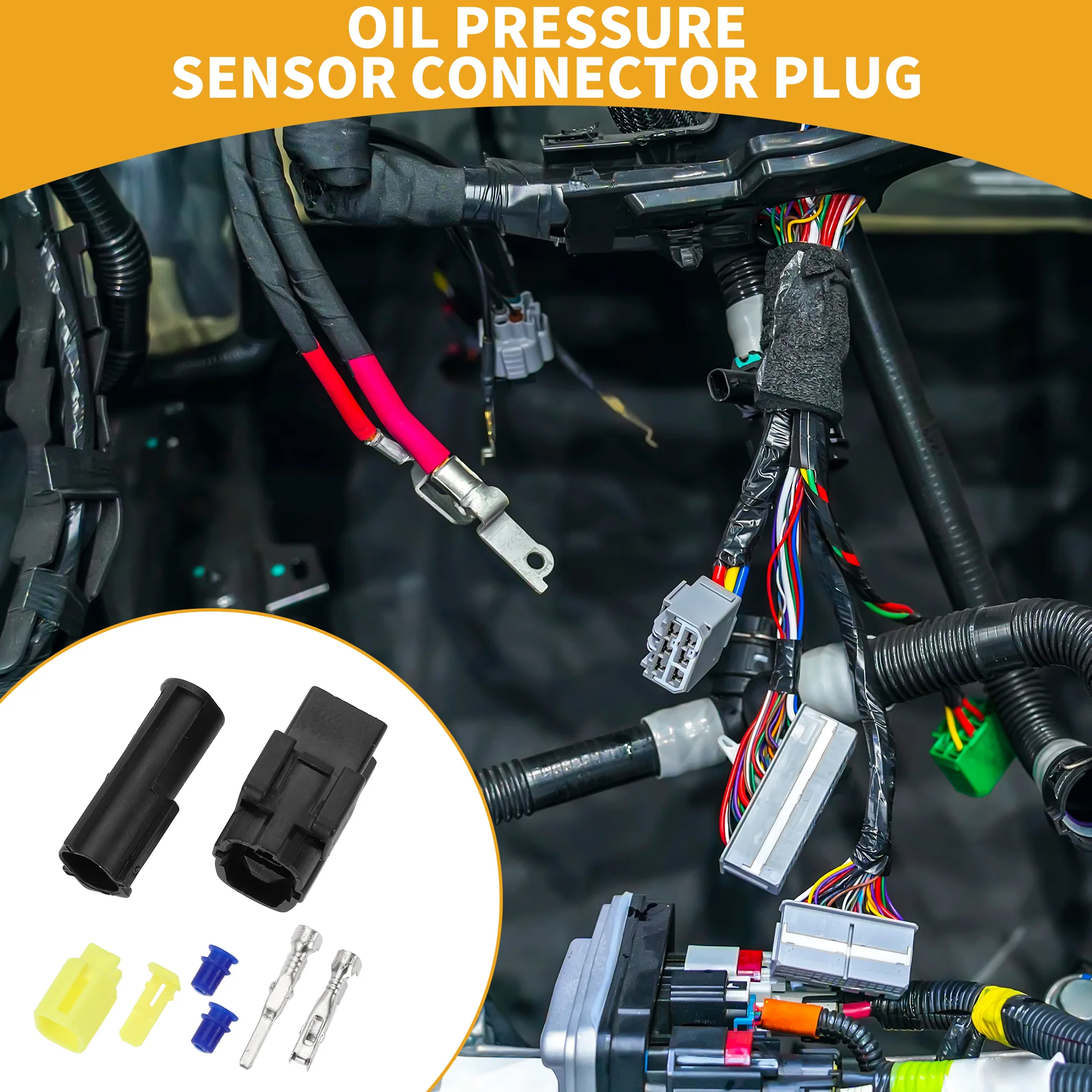 Oil Pressure Sensor Connector Plug Inner Male Female Wire Terminal Connector for Ford Plastic Black - Image 2