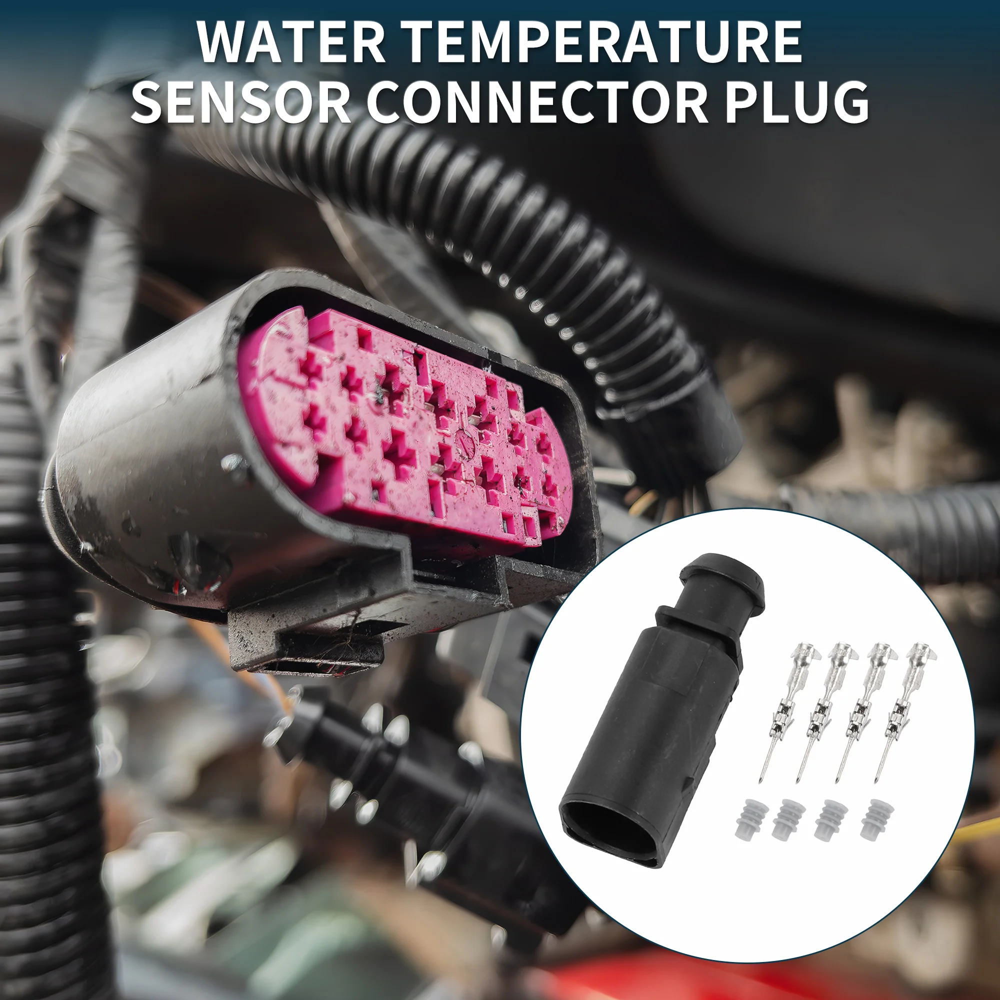 Water Temperature Sensor Connector Plug for 1.5mm Waterproof No.4B0973812 Inner Male Wire Terminal Connector Black 1 Set - Image 2