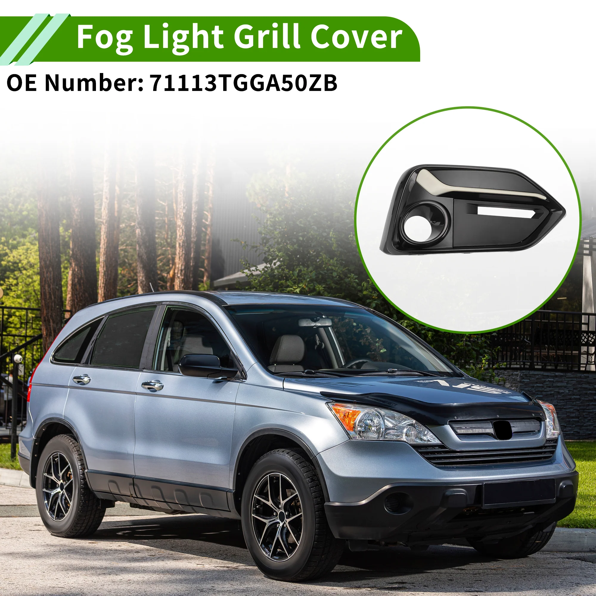 No.71113TGGA50ZB for Honda Civic Hatchback 2020-2021 Black Front Right Front Lower Bumper Fog Light Cover Inserts ABS 1 Pc - Image 3