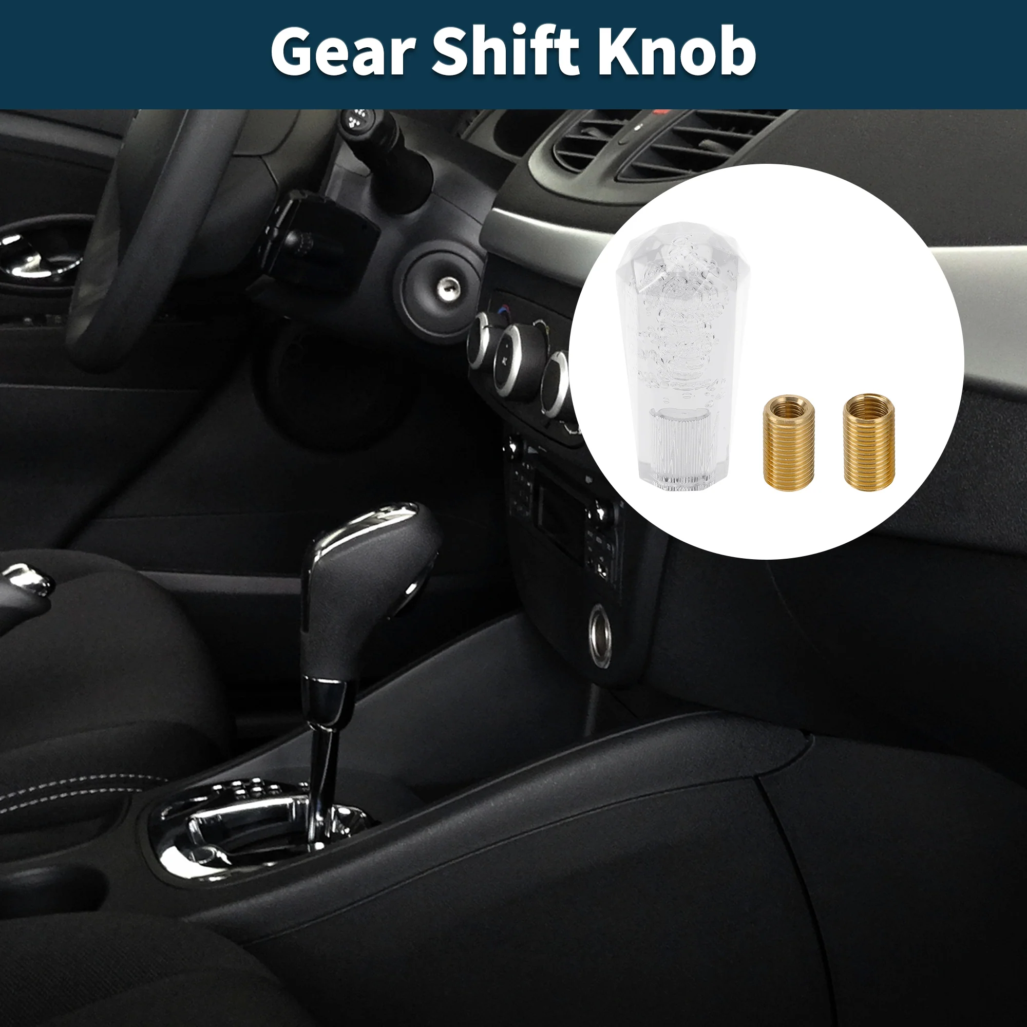 Car Shift Knob 10cm | Front Shift Lever Knob Universal for Automatic and Manual Vehicle Acrylic Clear with 2 Adapter 1 Set - Image 2